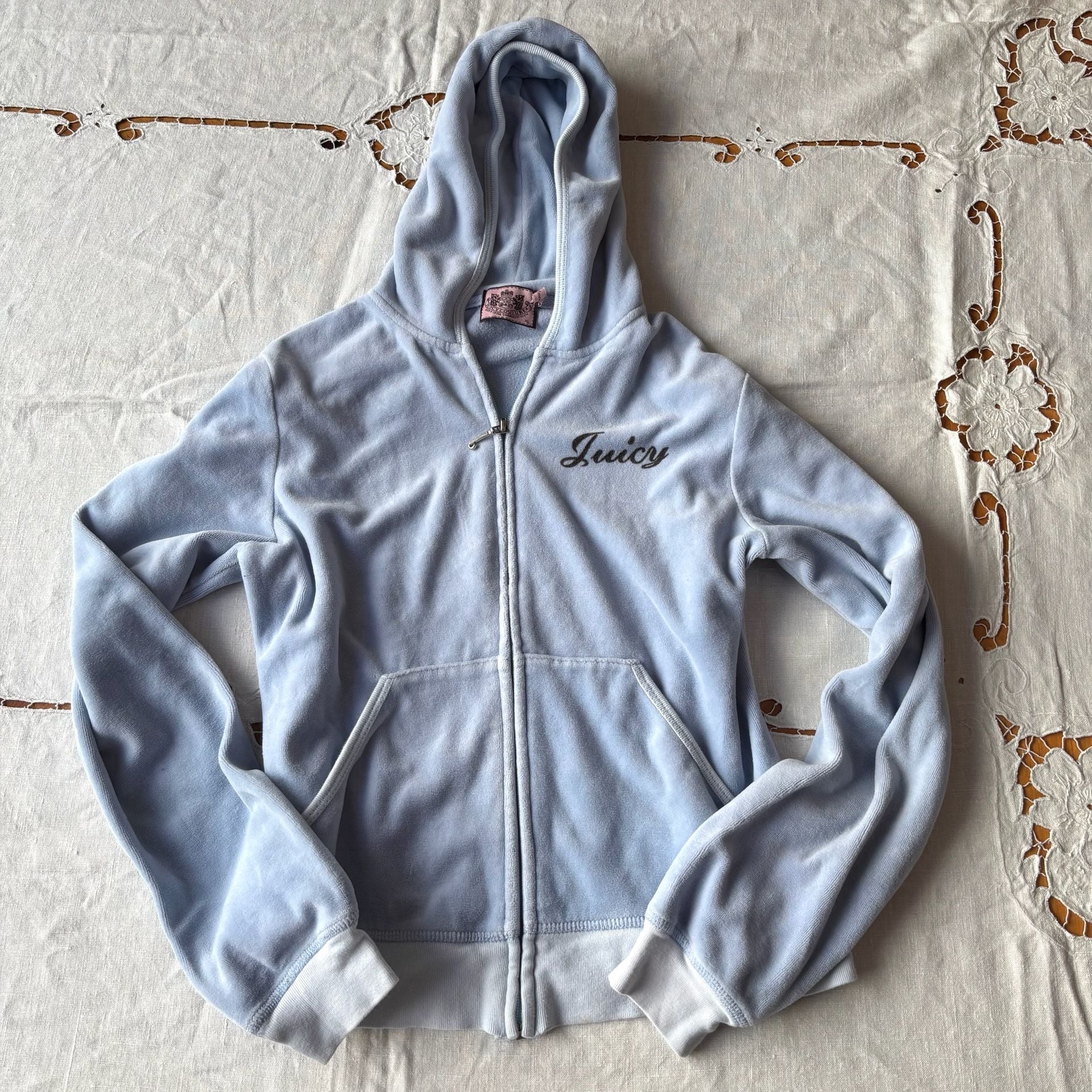 Juicy Couture Velour Zip Hoodie Light Blue 2