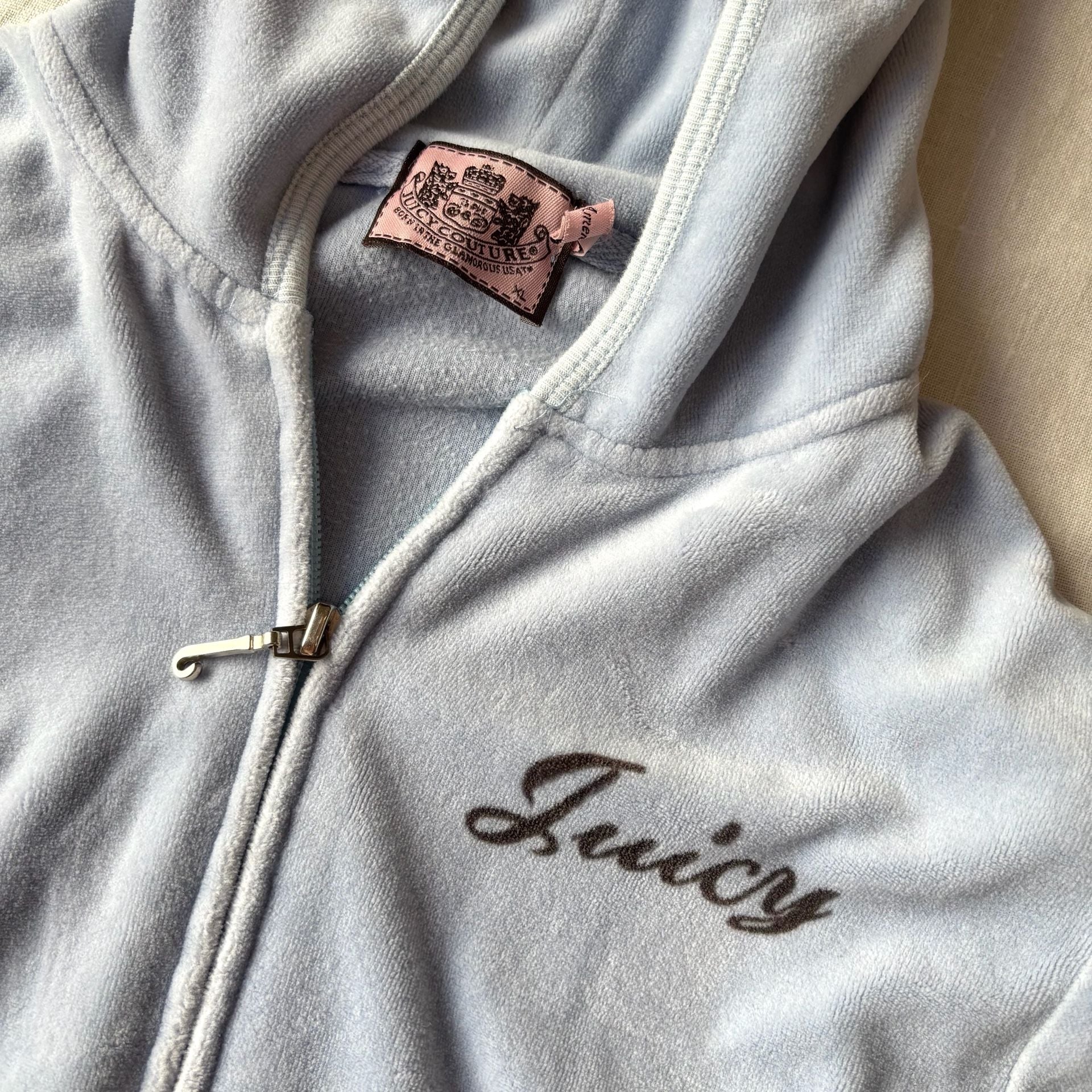 Juicy Couture Velour Zip Hoodie Light Blue 3