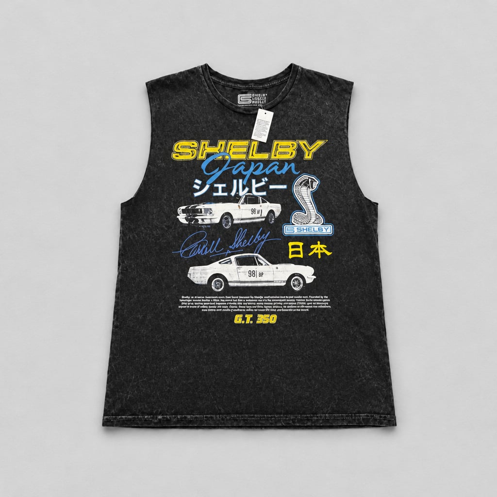 Shelby GT350 Japan Acid Wash Tank Top Size L Black 7
