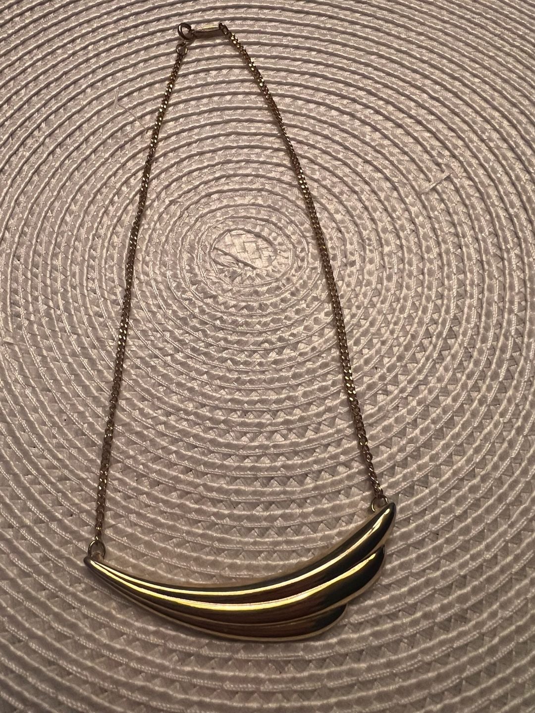 Trifari Gold Tone Crescent Layered Bib Necklace 2