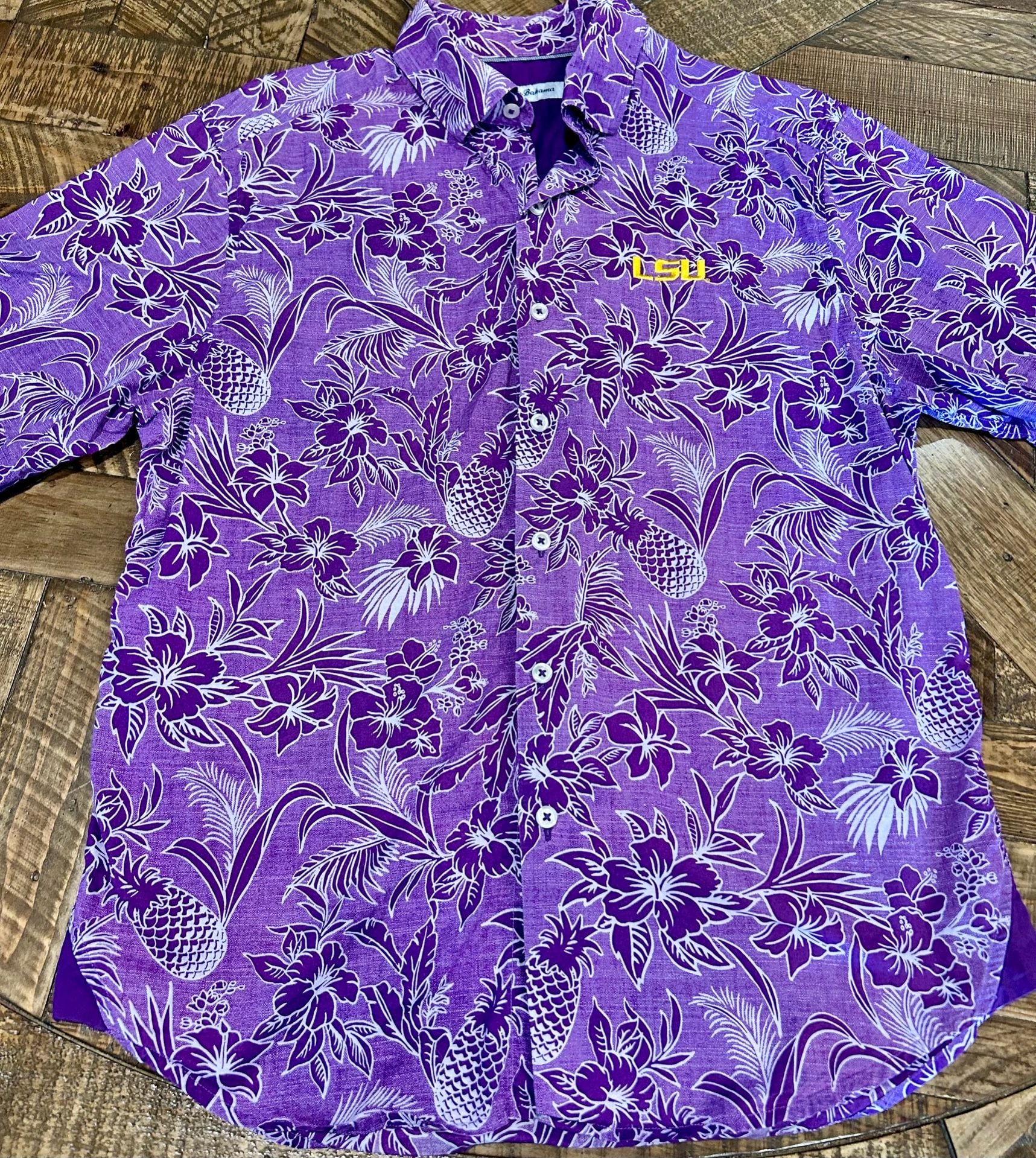 Tommy Bahama LSU Tigers Silk Short Sleeve Shirt Size S 2