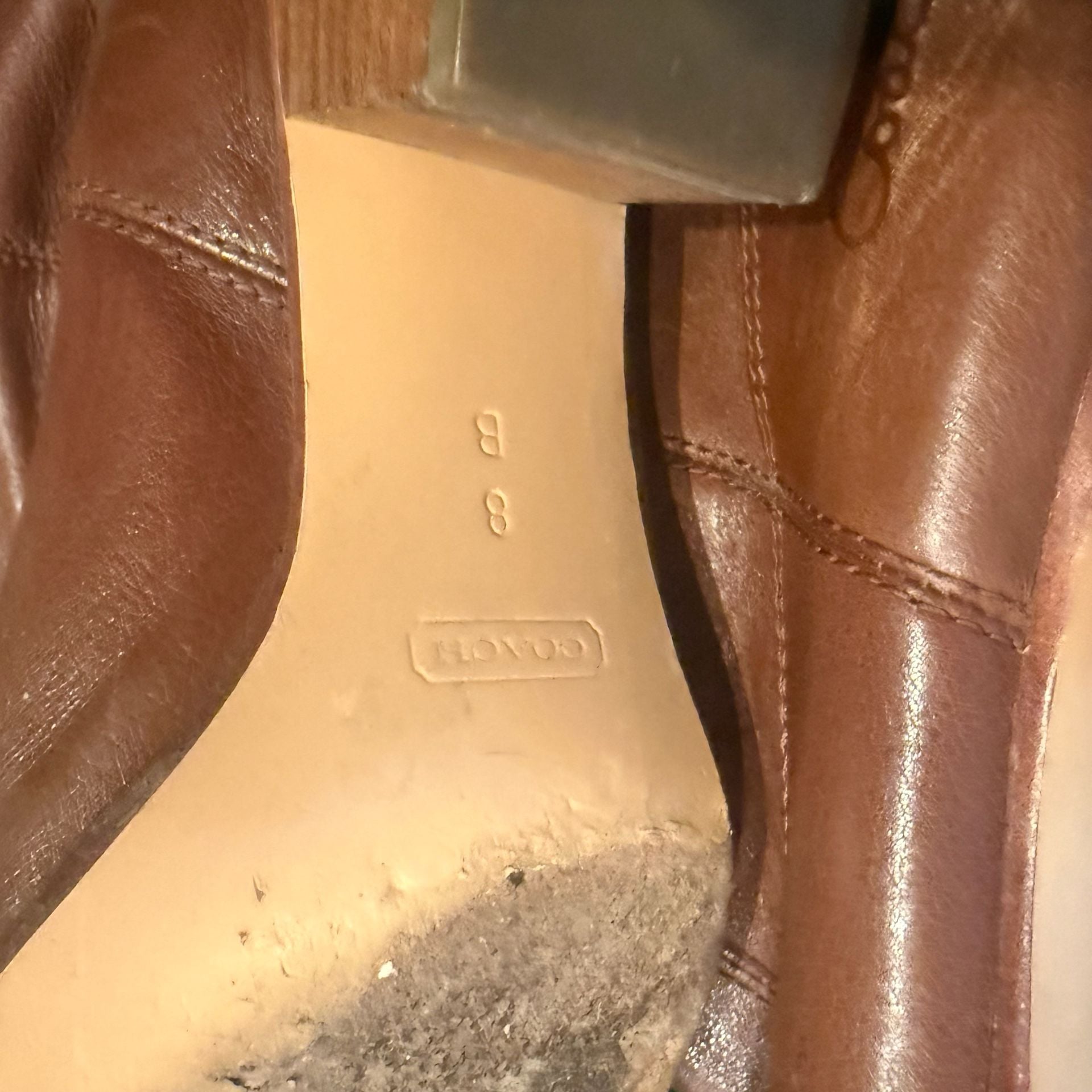 Coach Leather Riding Boots Size 8 B Brown Block Heel Knee High 6