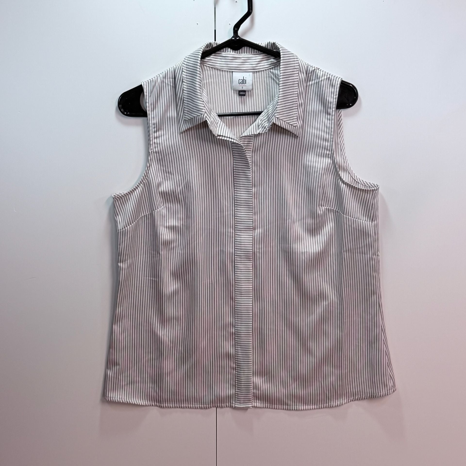 Cabi Sleeveless Blouse Size S Striped Button Down Shirt 2