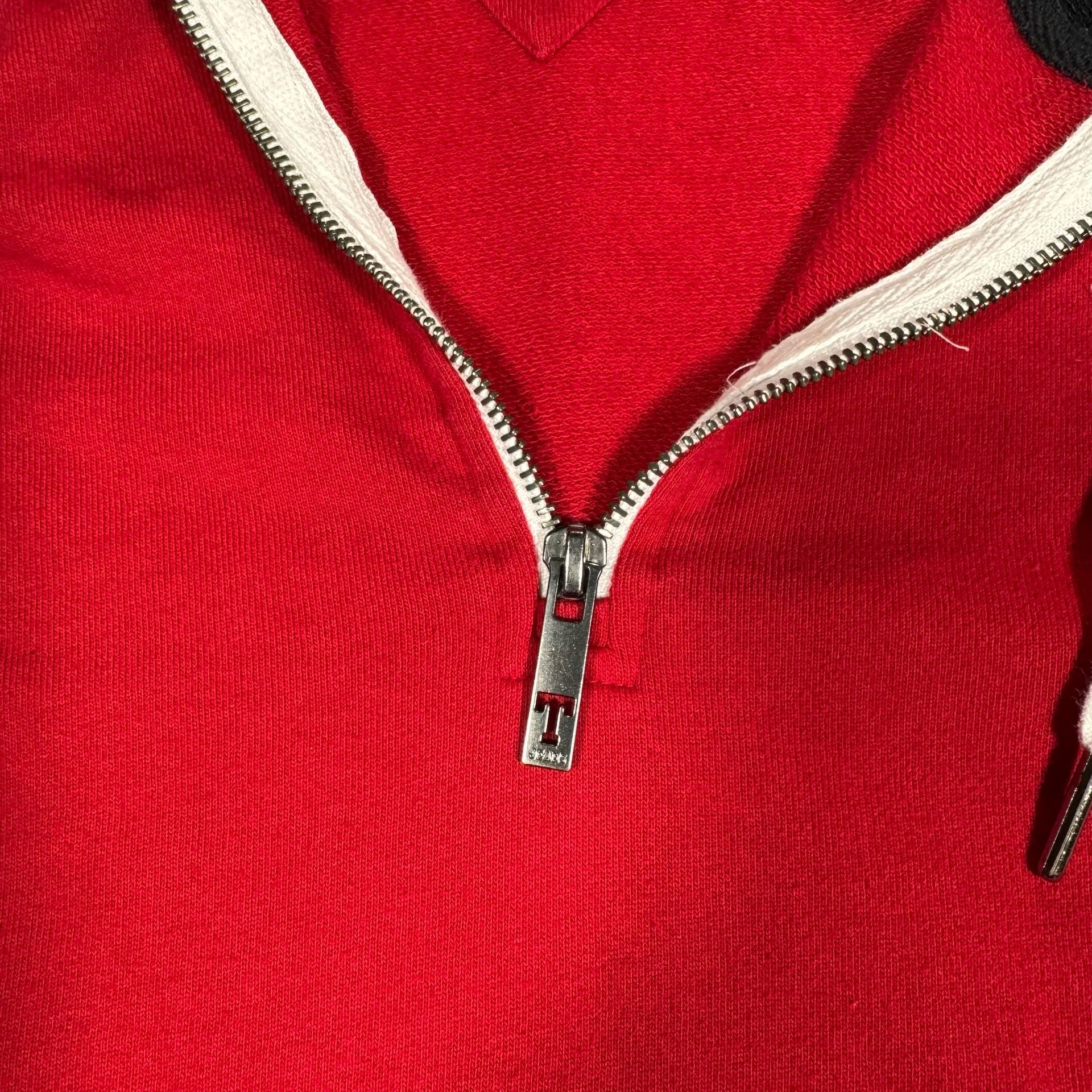 Tommy Jeans Colorblock Quarter Zip Hoodie Sweatshirt Dress Red White Black 8