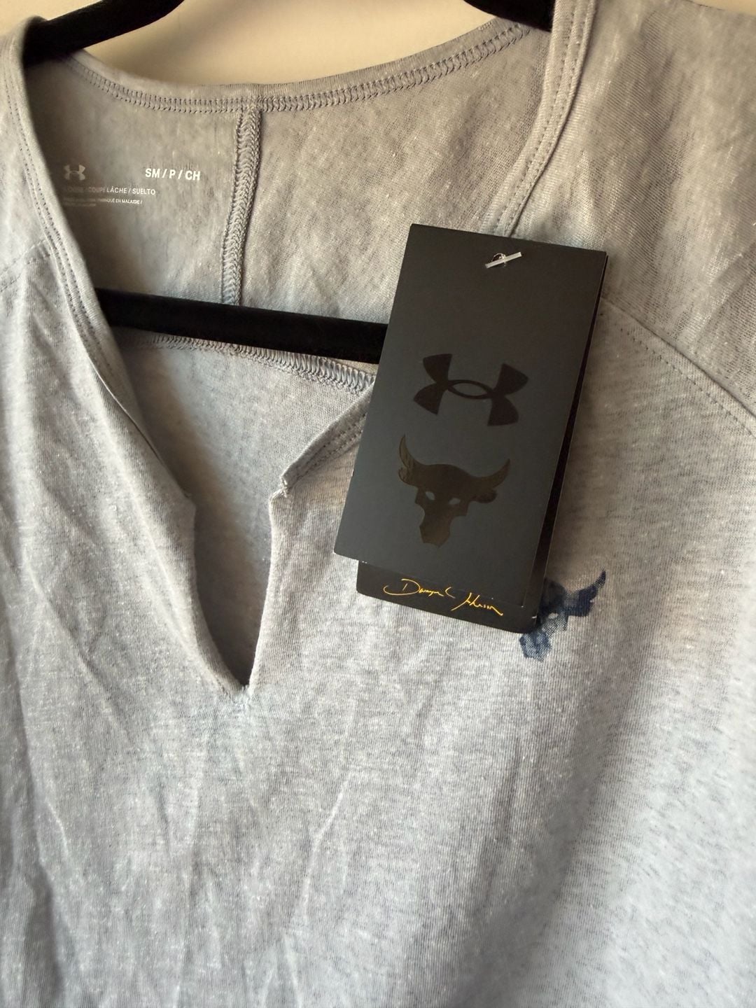 Under Armour Project Rock Respect Crop T-Shirt Size S Gray 7