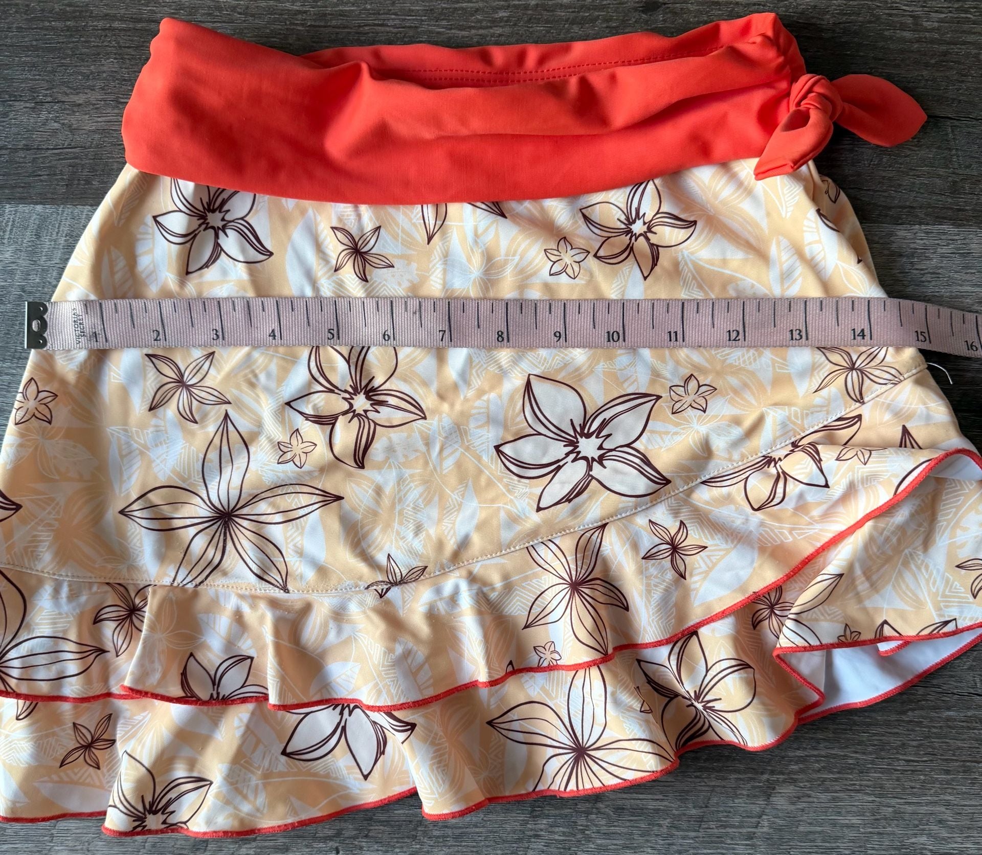 Disney Moana Swim Skirt Size 5/6 Orange Floral Ruffle Swimwear 3