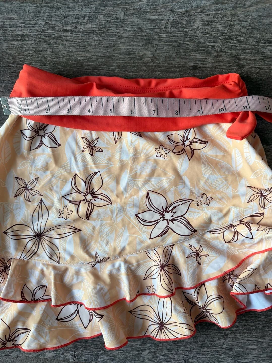 Disney Moana Swim Skirt Size 5/6 Orange Floral Ruffle Swimwear 4