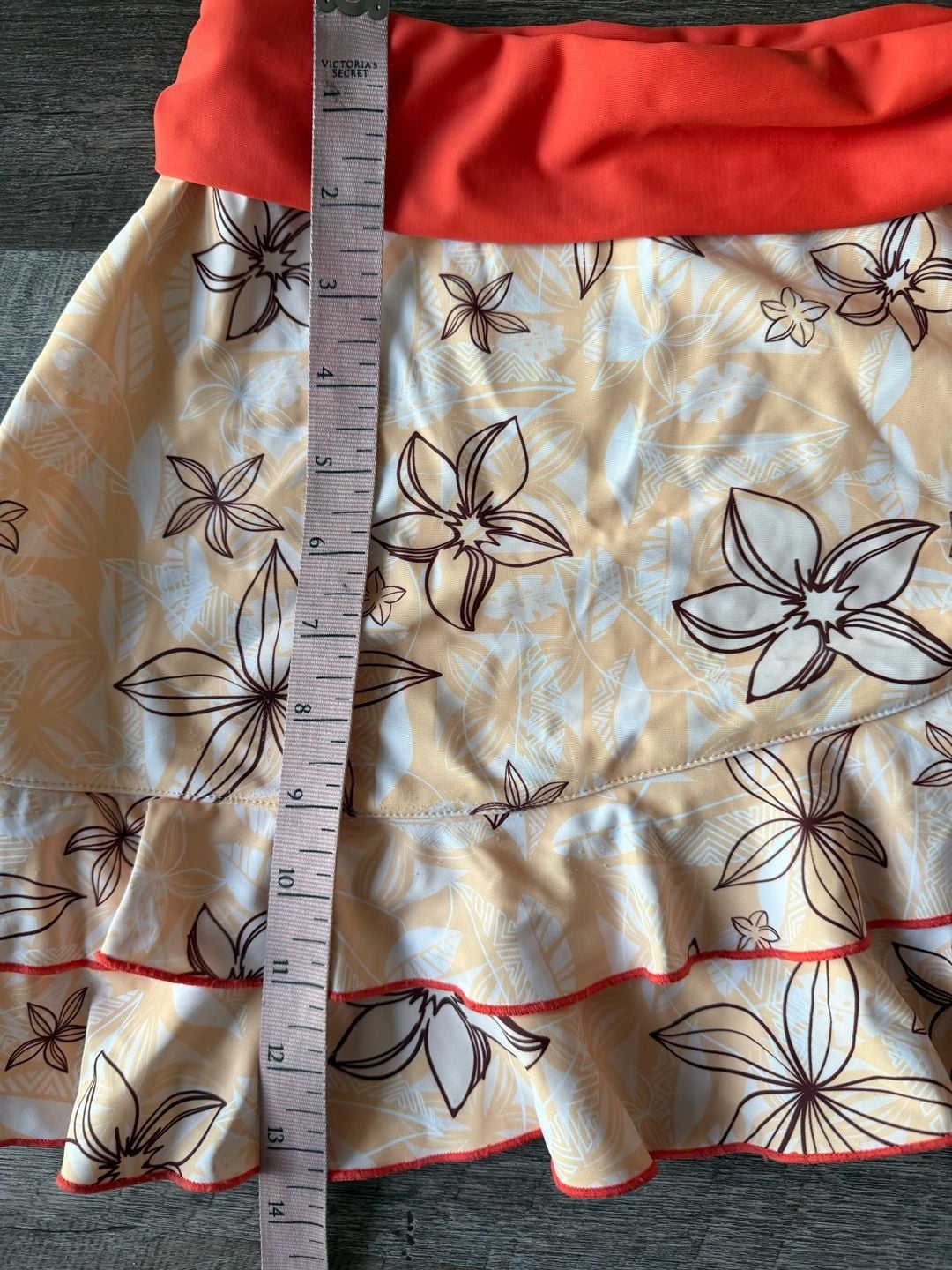 Disney Moana Swim Skirt Size 5/6 Orange Floral Ruffle Swimwear 5