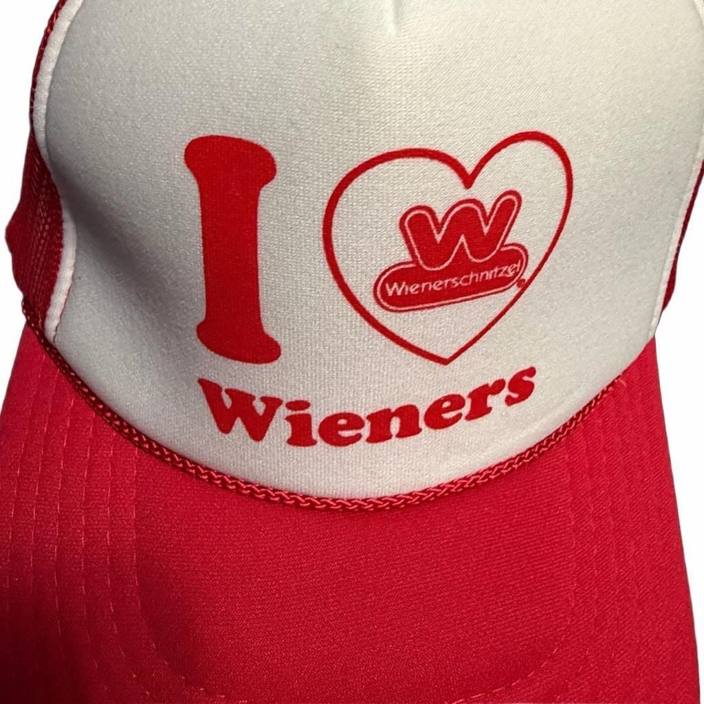 Wienerschnitzel I Love Wieners Red White Mesh Trucker Hat Otto Snapback Cap 3