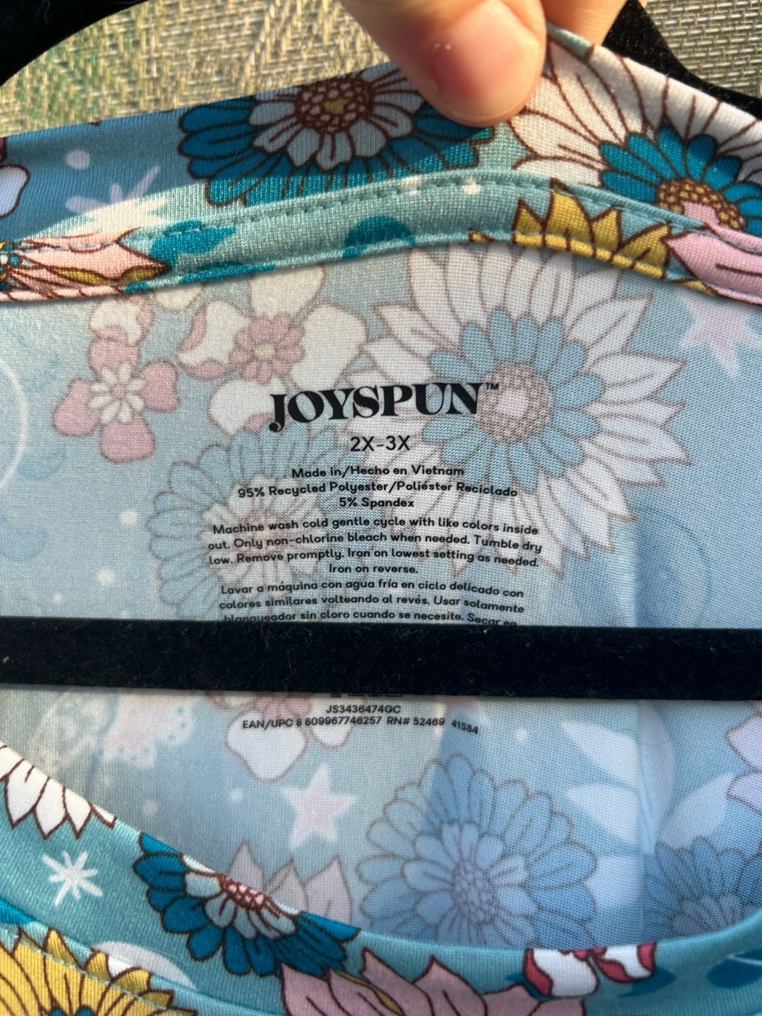 Joyspun Nightshirt Size 2X-3X Blue Floral Butterfly 3