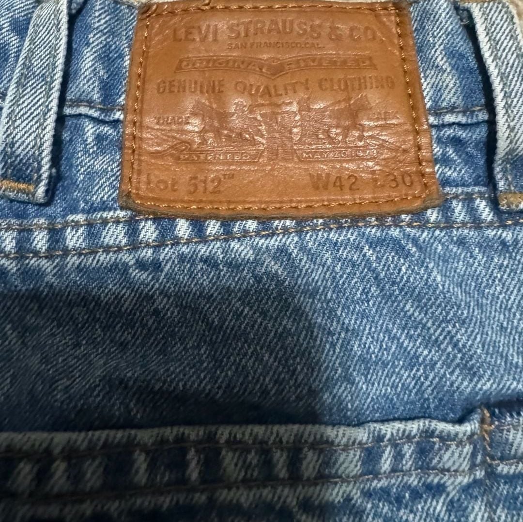 Levi's 512 Slim Taper Jeans Size 42x30 Light Wash Red Stripe Side Tape 6