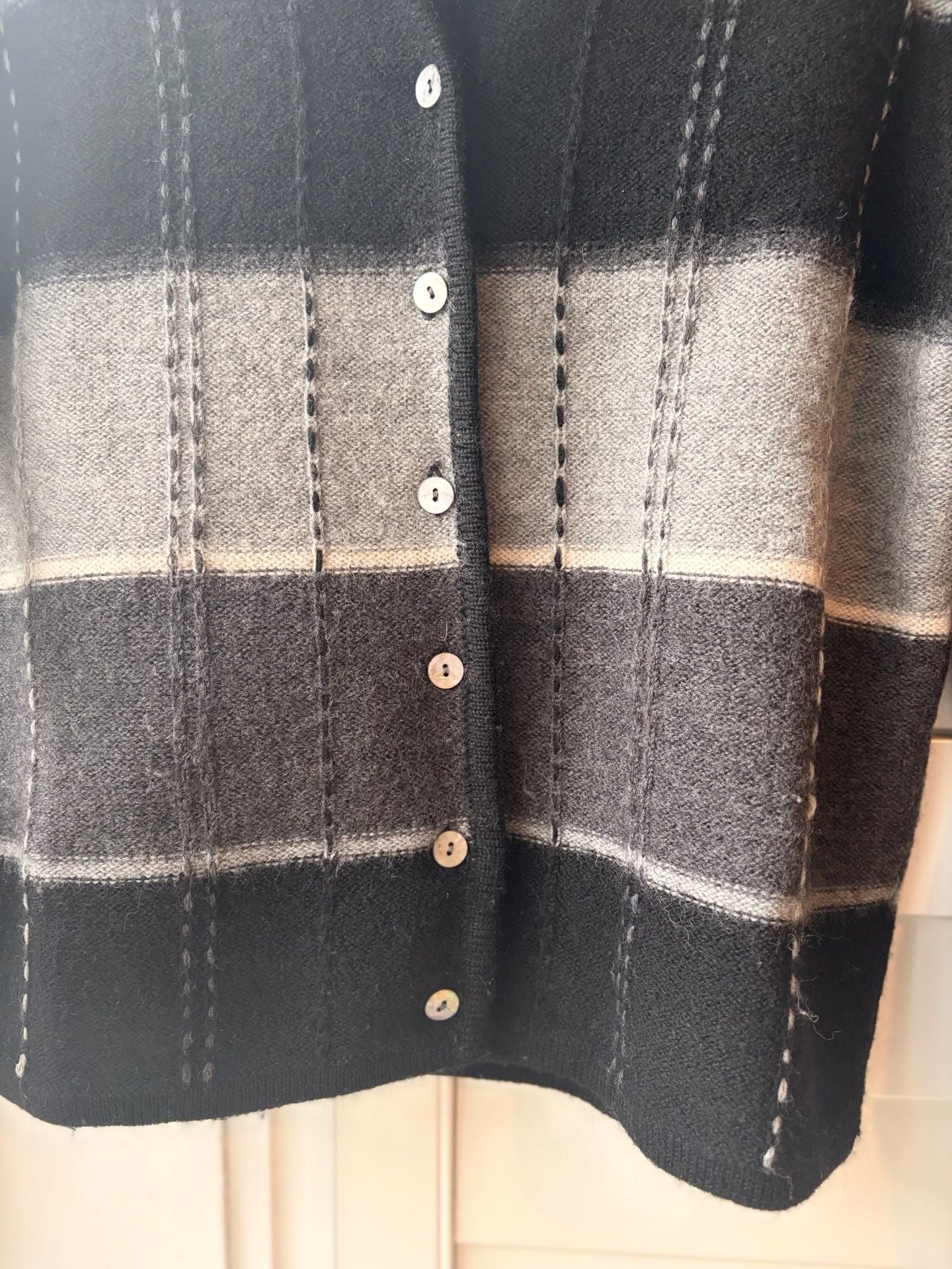 Vintage Pure Wool Stripe Button Down Cardigan Granola Girl Twee 5