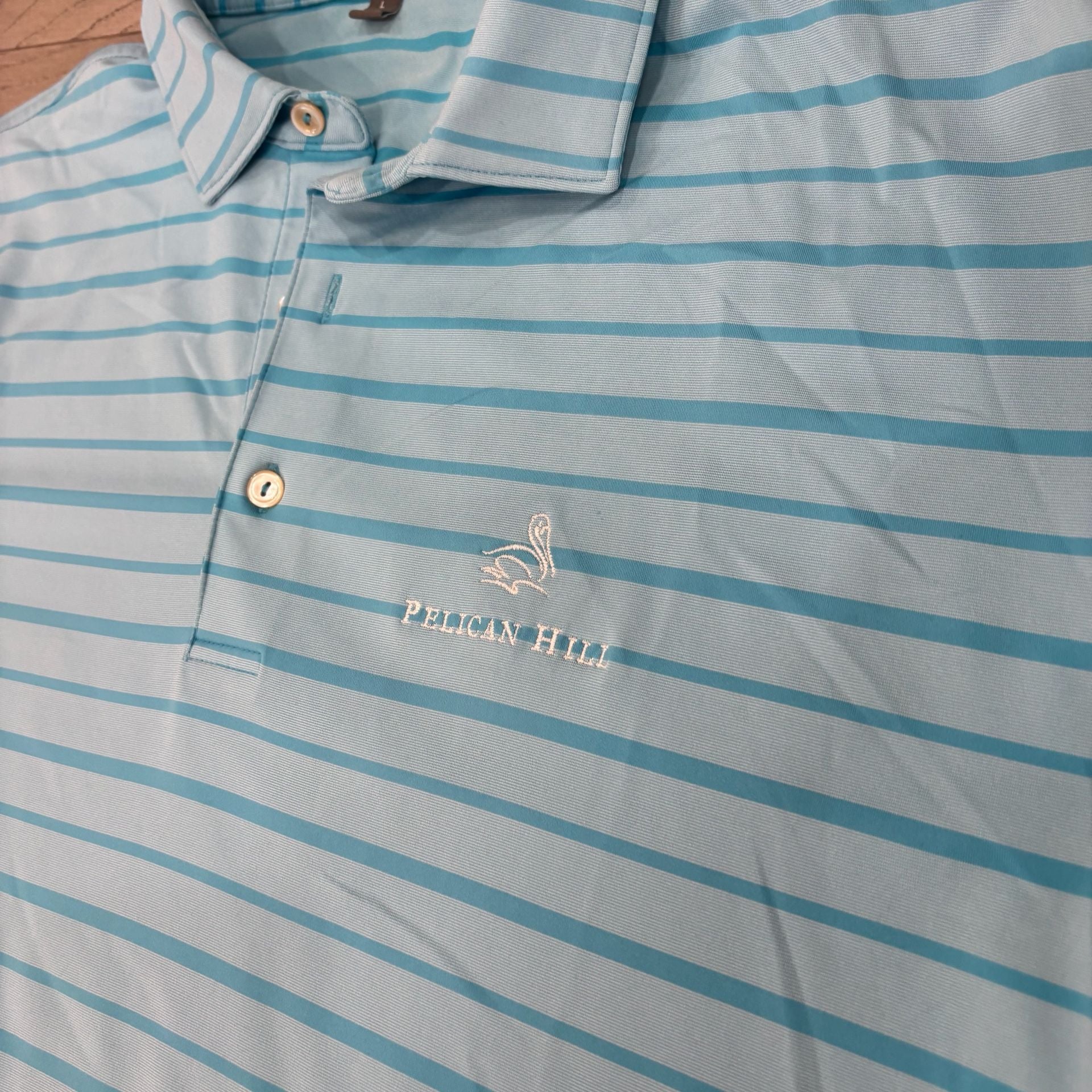 Peter Millar Pelican Hill Golf Polo Size L Blue Striped Short Sleeve 5