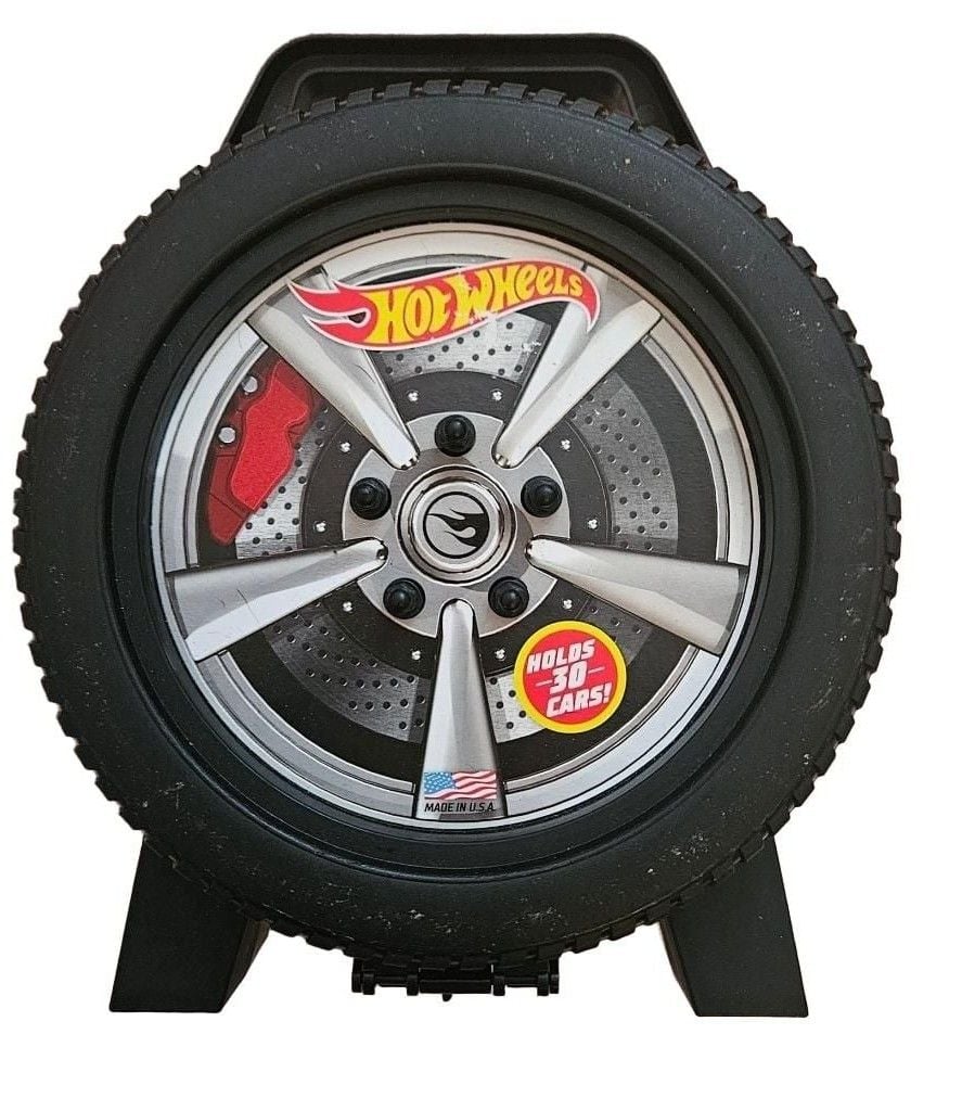 Hot Wheels Tire Shaped 30 Car Storage Case Carrier Made In USA 10.5 in Tara Toys 1