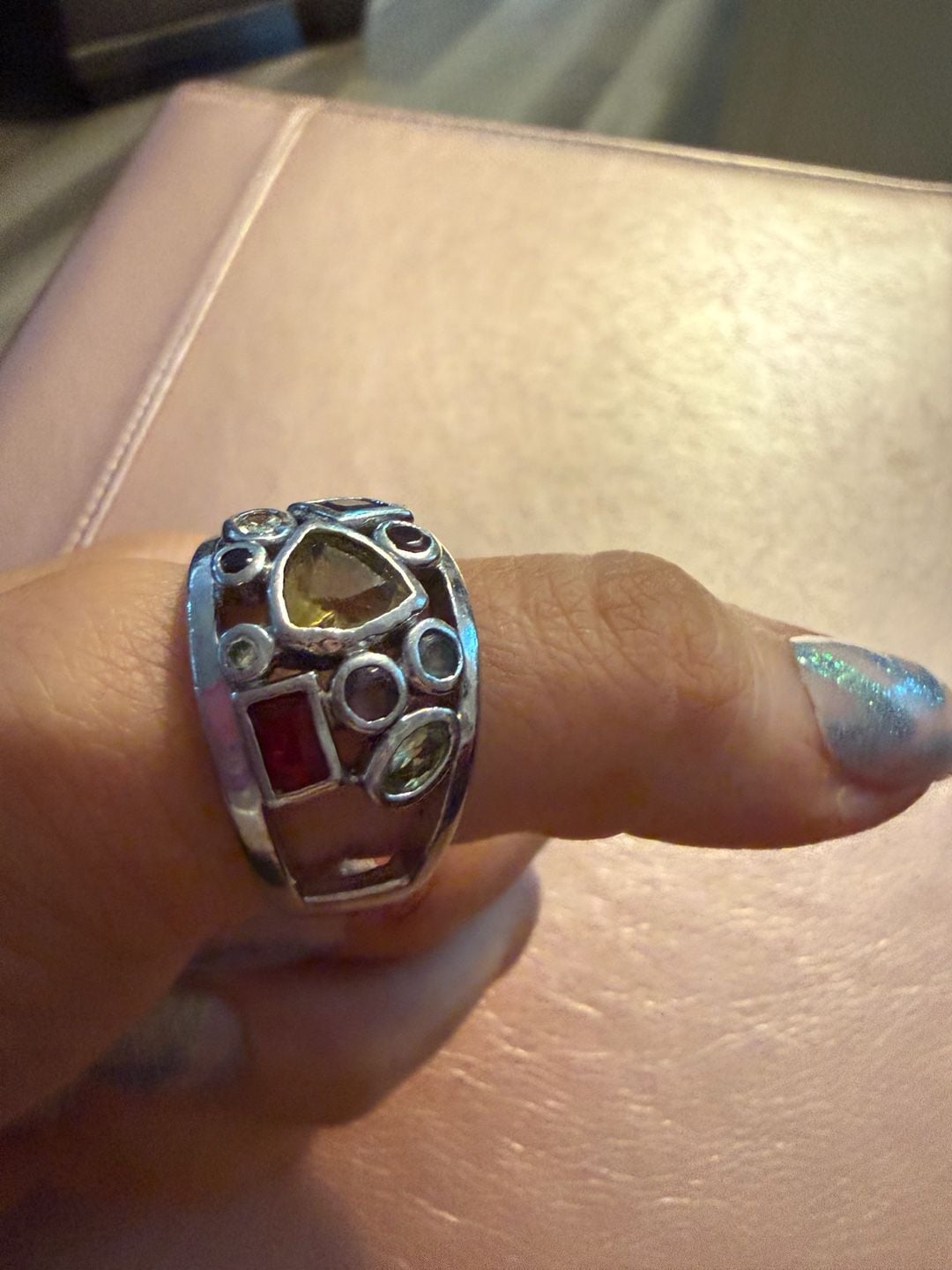 Lis A Sophia Multi-Stone Cocktail Ring Size 10.5 Silver Tone 8