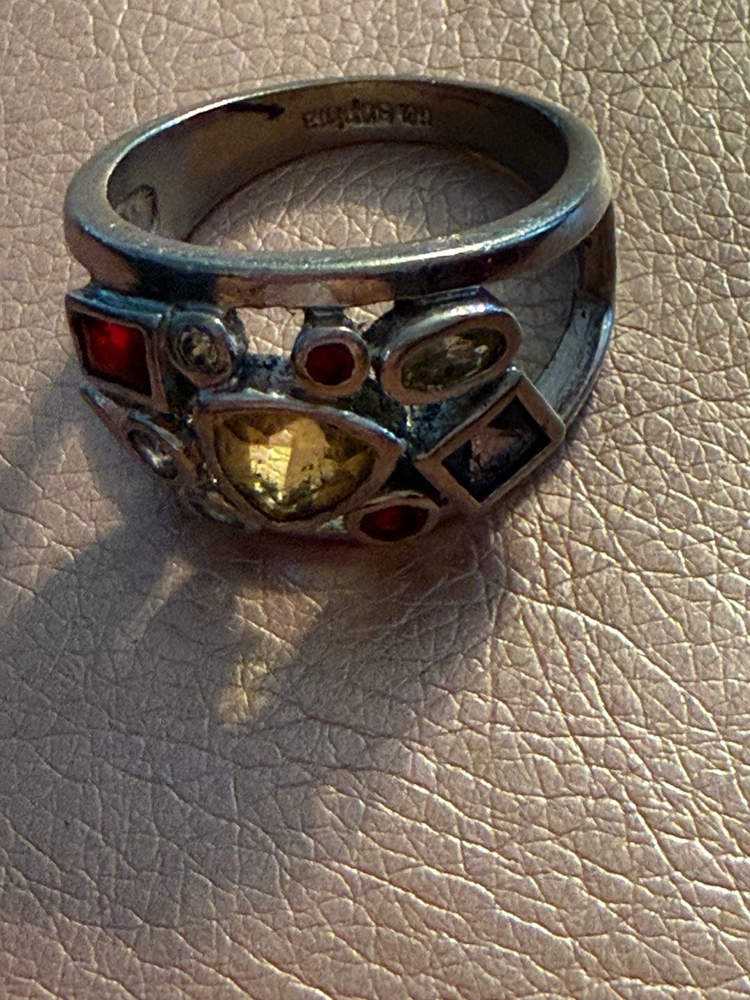 Lis A Sophia Multi-Stone Cocktail Ring Size 10.5 Silver Tone 9