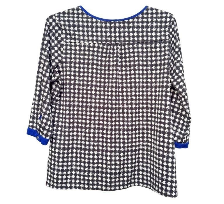 Ny Collection Petite Top Size Petite Black White Houndstooth Blouse 6