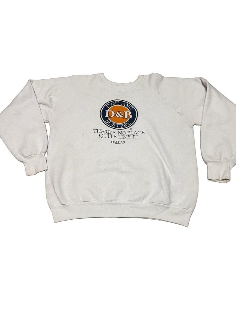 Vintage Dave & Buster's Dallas Sweatshirt White Graphic Pullover 2