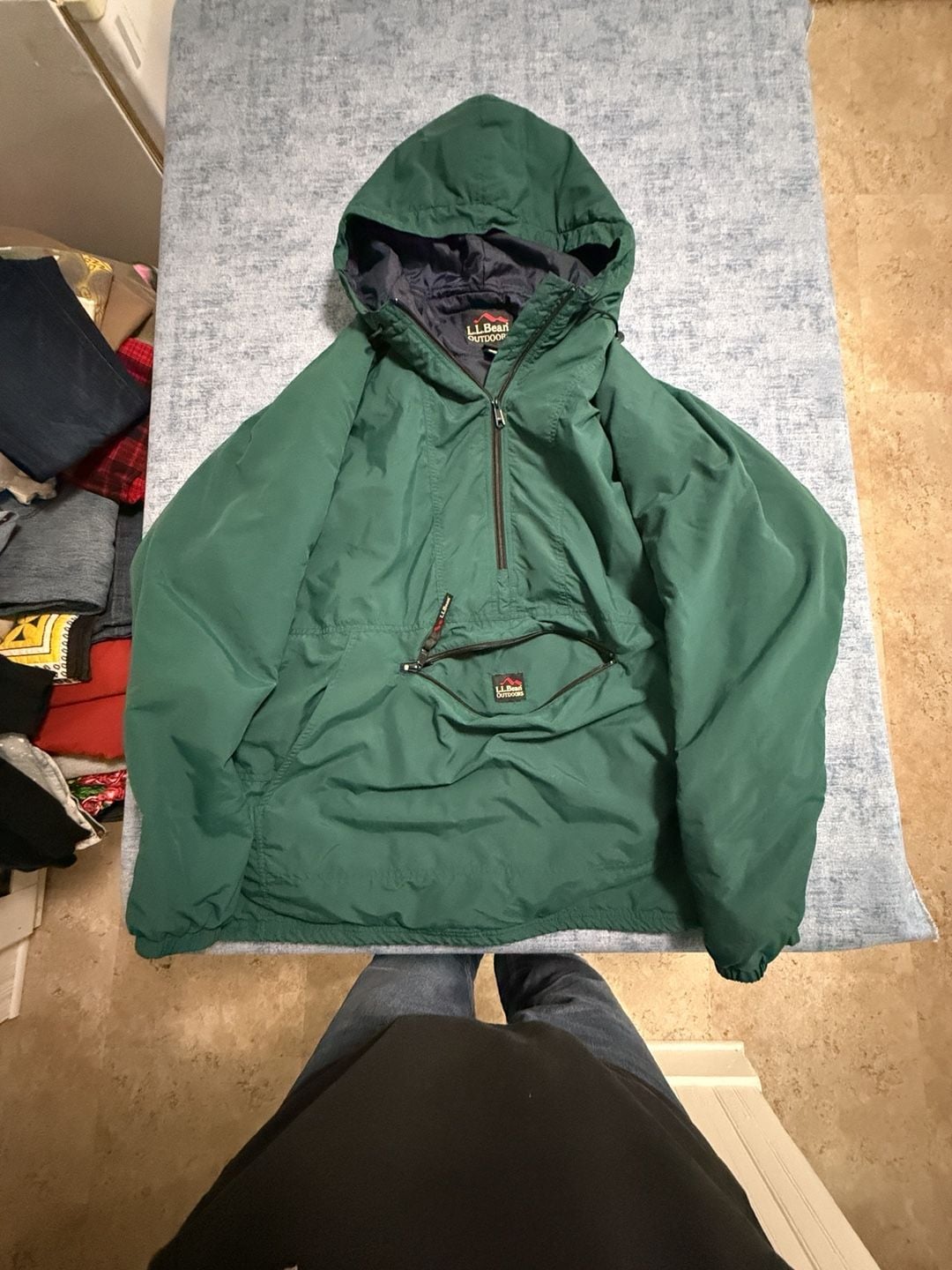 L.L.Bean Anorak Jacket Size XX-Large Green Thinsulate Pullover Hooded 3