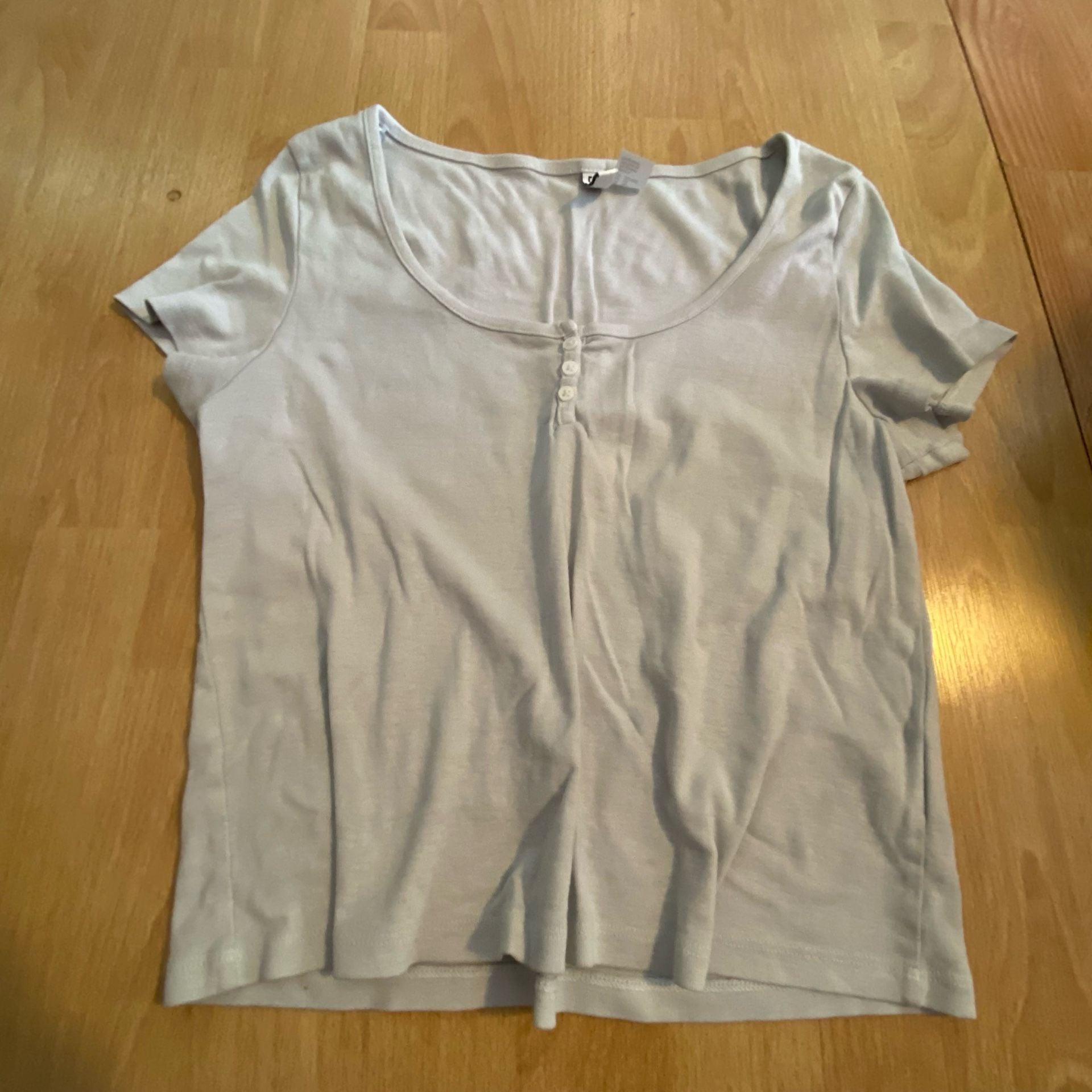 H&M Button Front Scoop Neck T-Shirt Size L 3