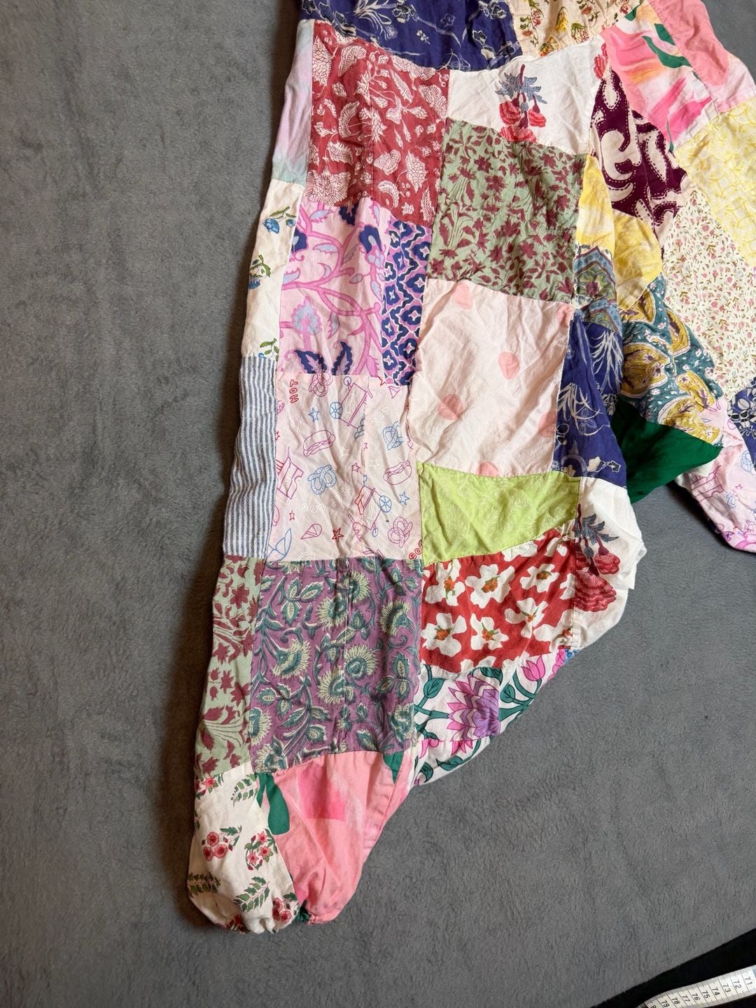 Boho Patchwork Drop Crotch Harem Pants Multicolor Cotton Elastic Waist 3