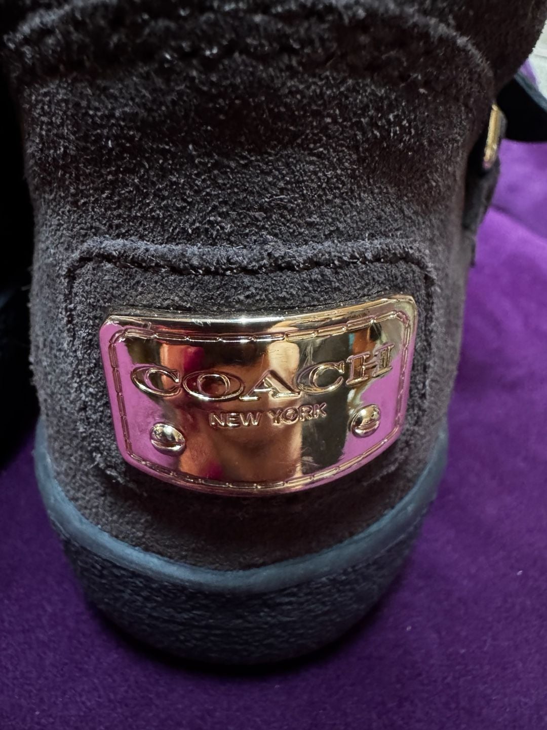 Coach Thelma A4671 monogram C Brown Suede Buckle Boot Sz US 8/38.5 10