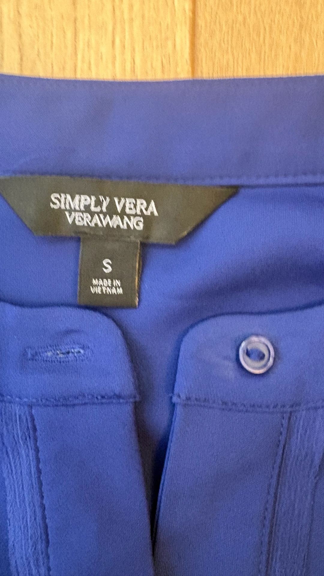 Simply Vera Wang Blouse Size S Blue Short Sleeve 4