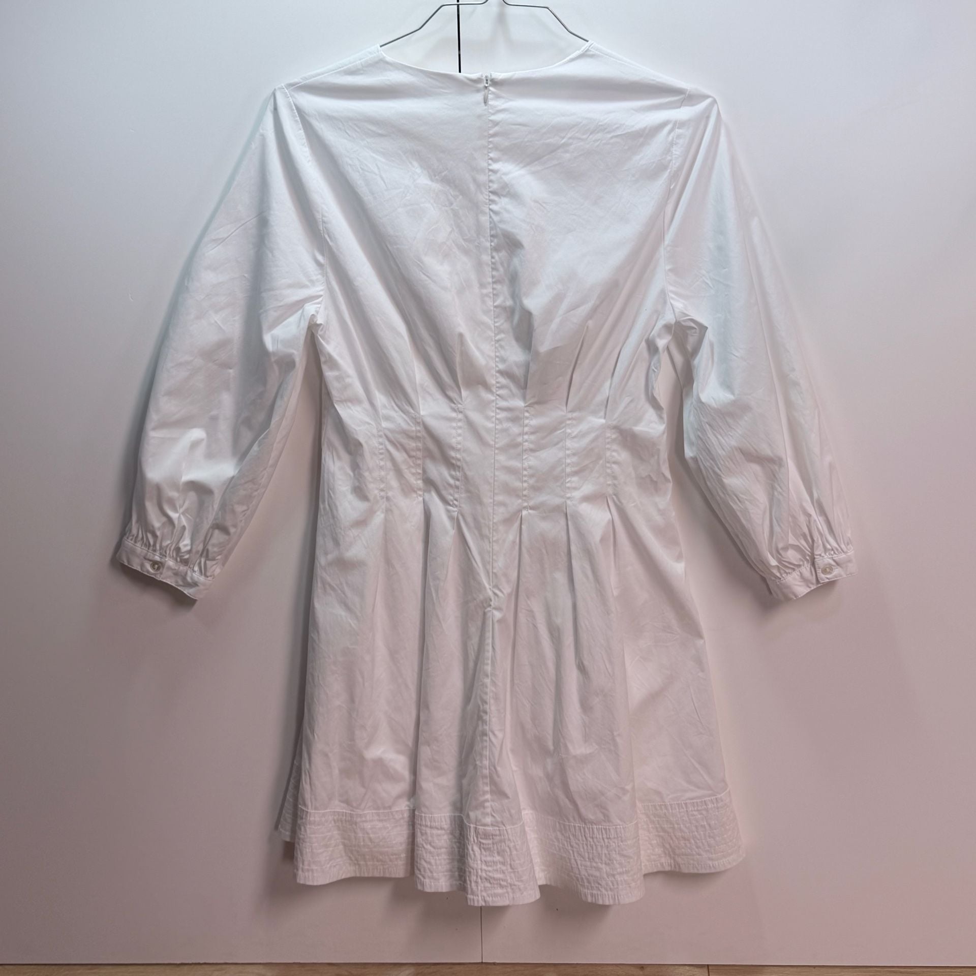 Veronica Beard Dress Size 10 White Cotton Long Sleeve Mini Dress 1