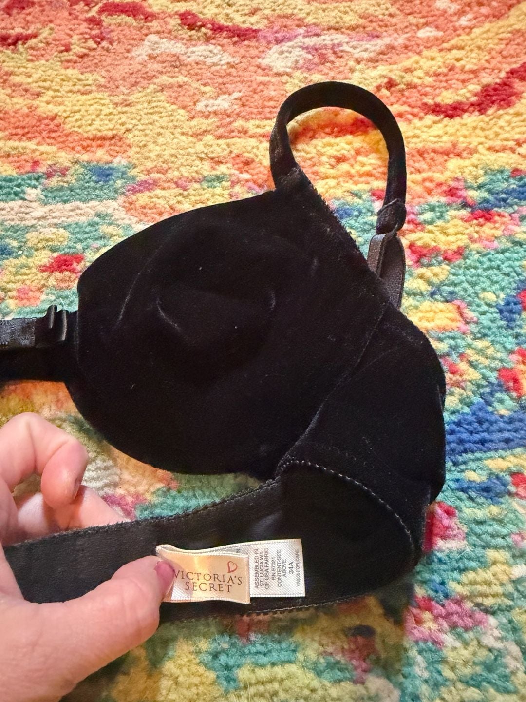 Victoria's Secret Velvet Bra Size 34A Black 3