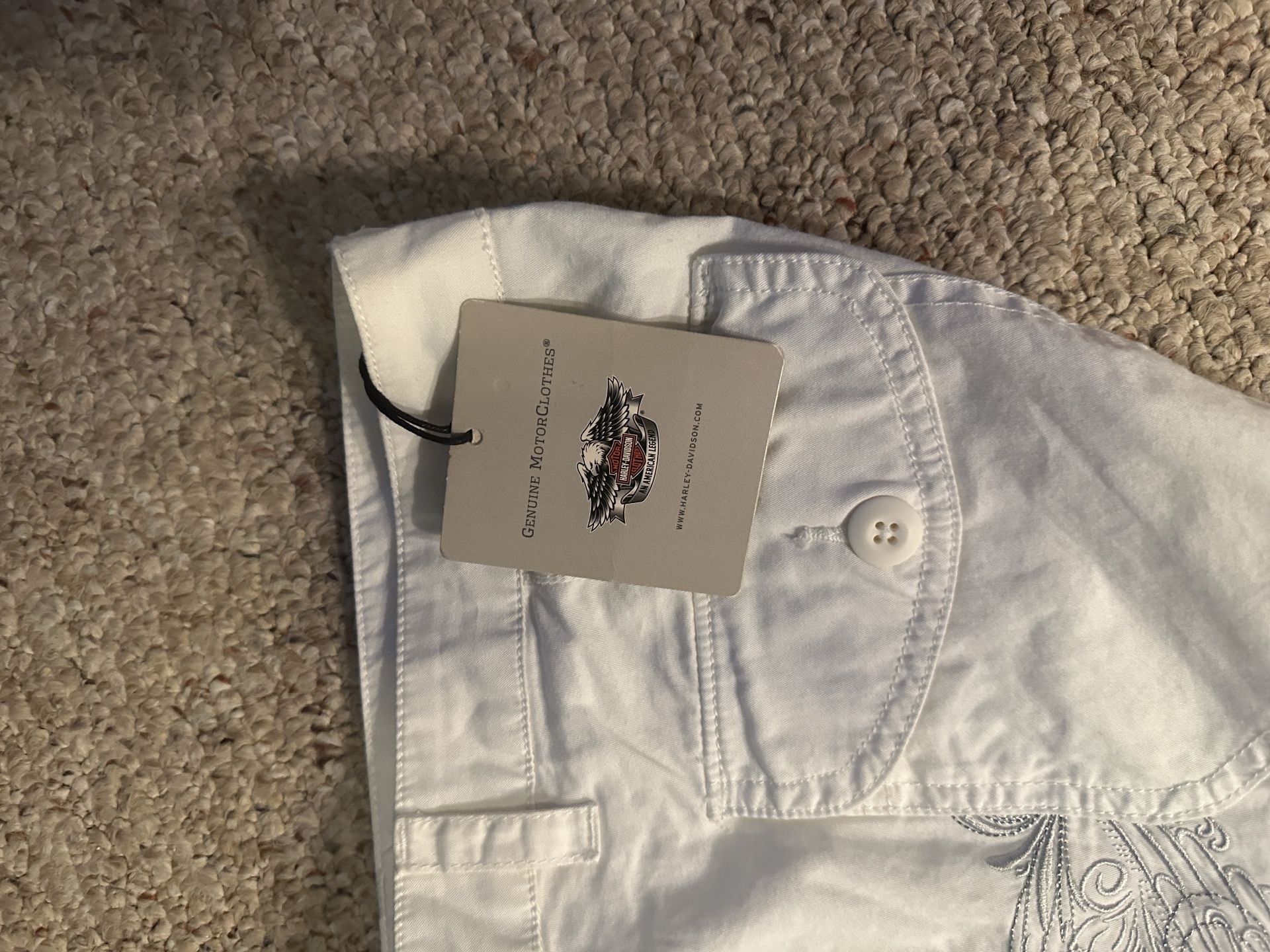 Harley-Davidson Cargo Pants White Embroidered Cotton Motorclothes 8