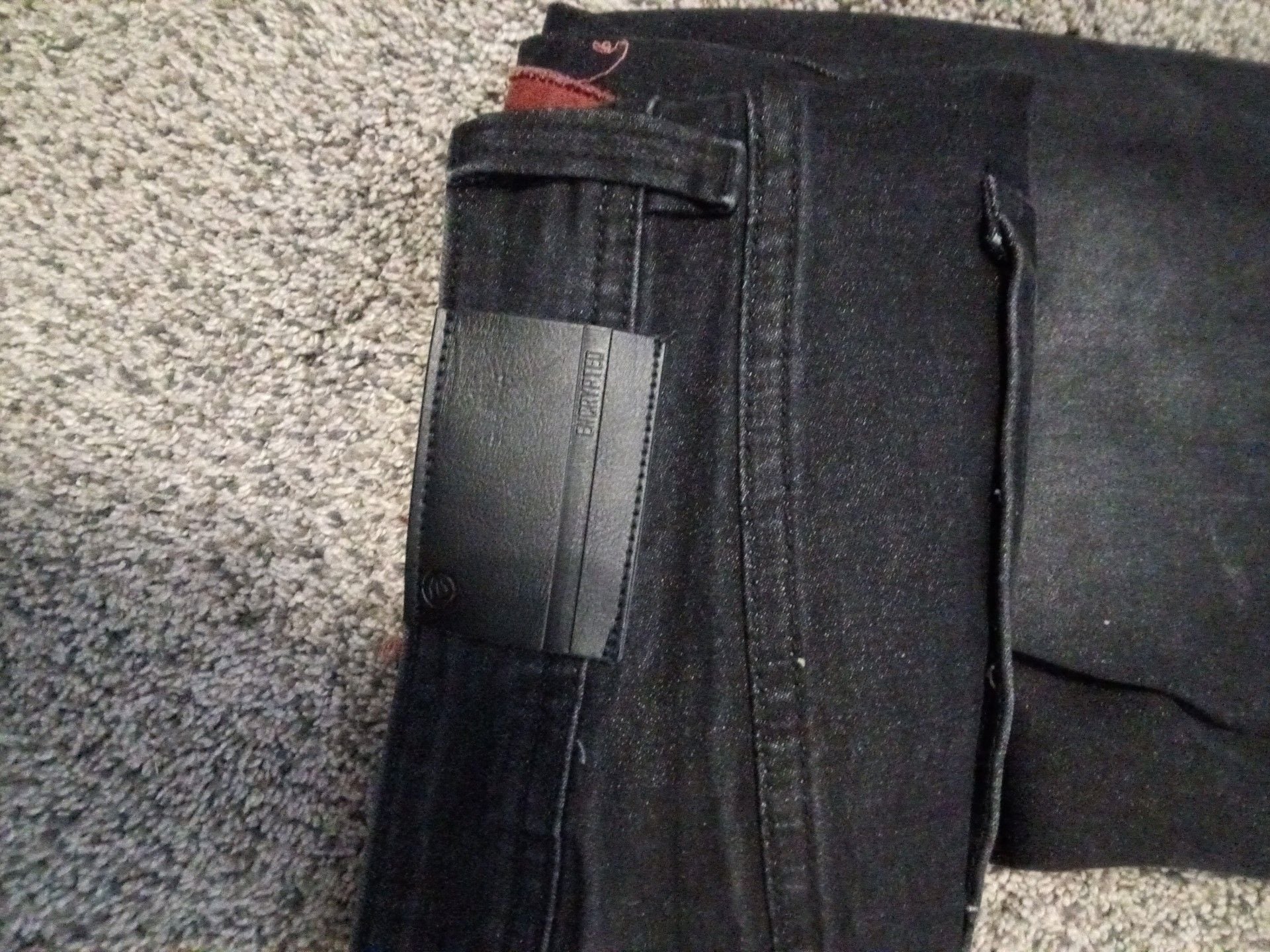 Encrypted Slim Fit Jeans Size 30 Black Distressed Graphic Denim 4