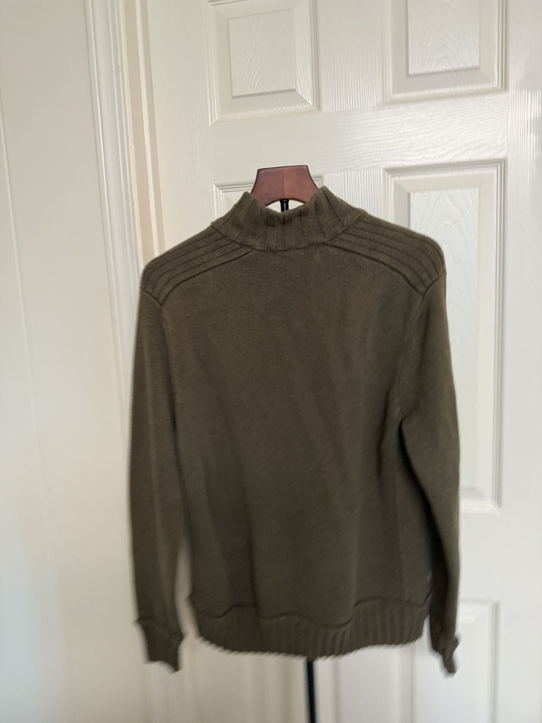 Structure 1/4 Zip Sweater Size L Olive Green Cotton Ribbed/168 8