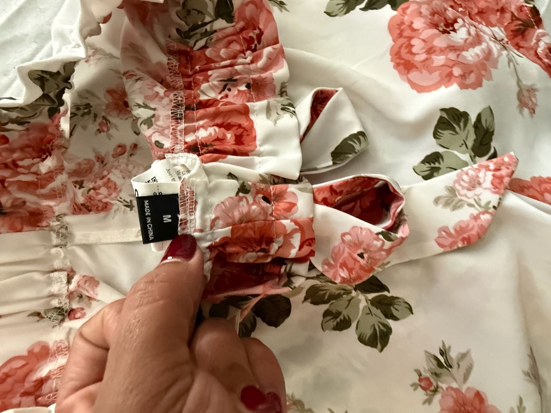 Floral Paperbag Waist Shorts White Red 3