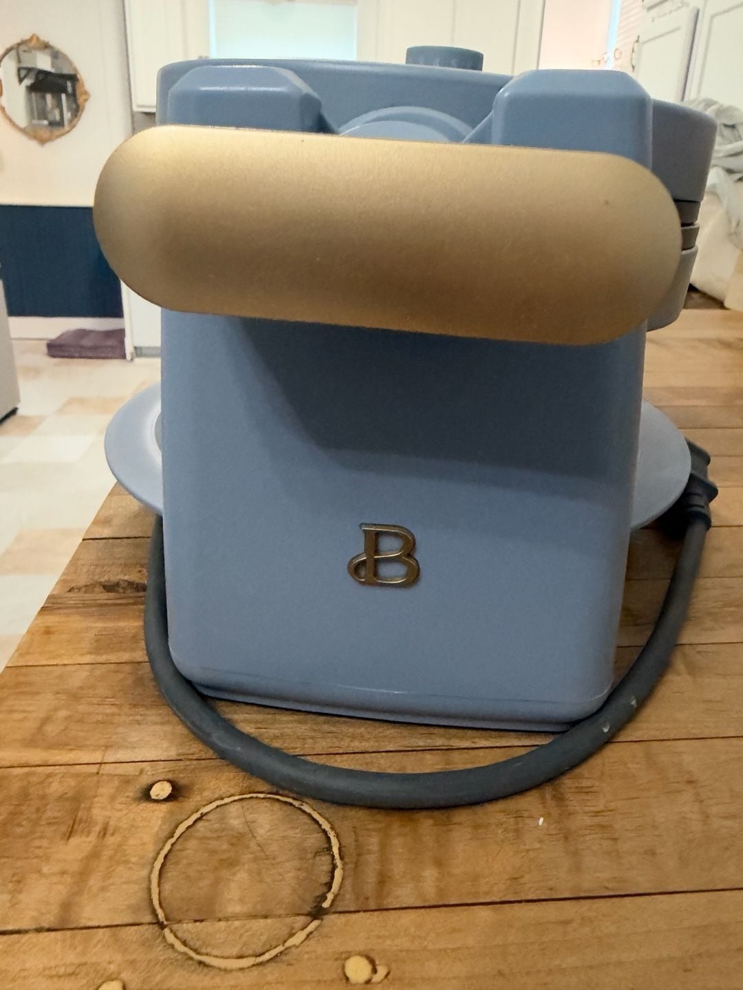 Beautiful Drew Barrymore Rotary Waffle Maker Blue Gold 2