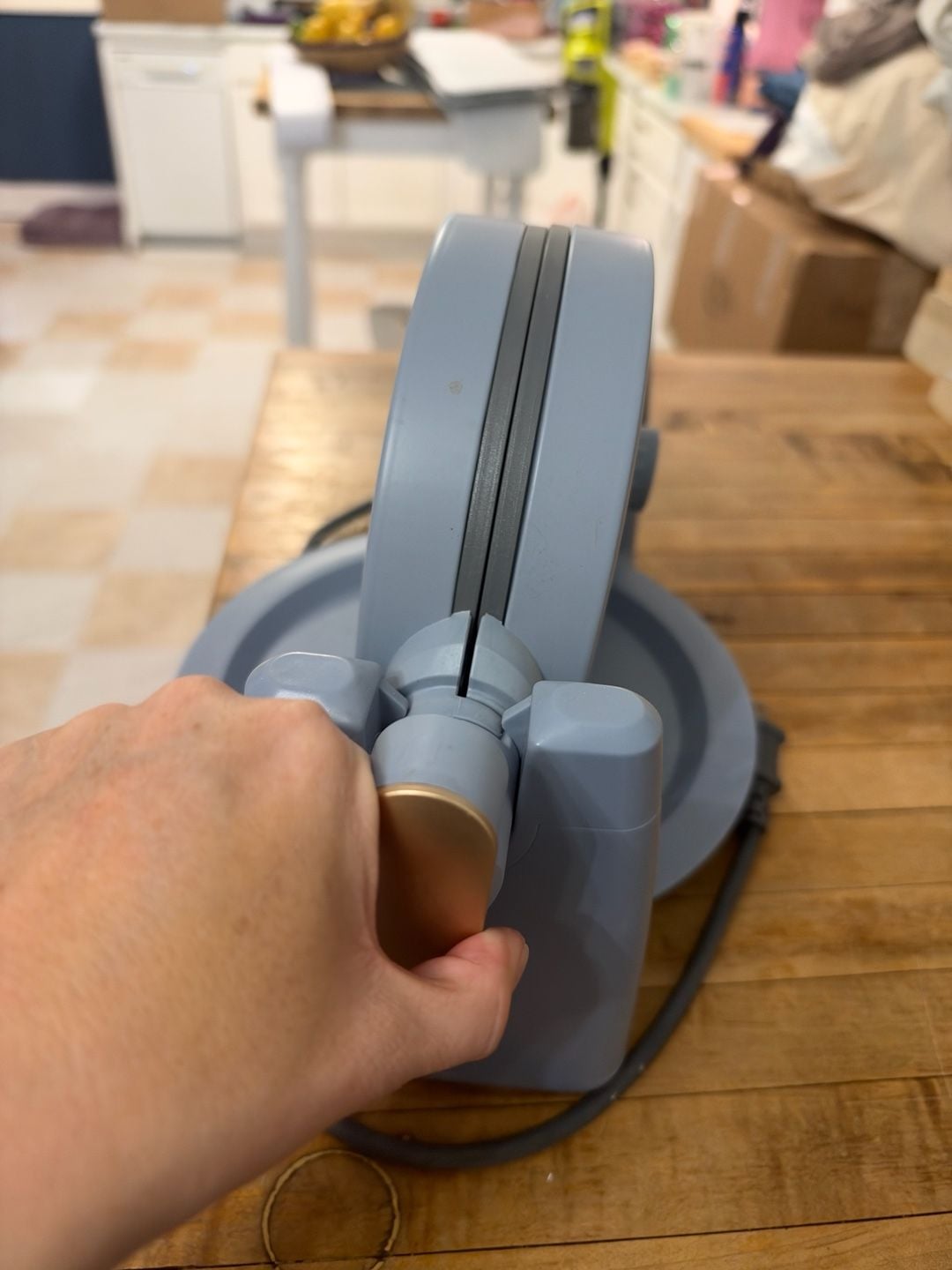 Beautiful Drew Barrymore Rotary Waffle Maker Blue Gold 3