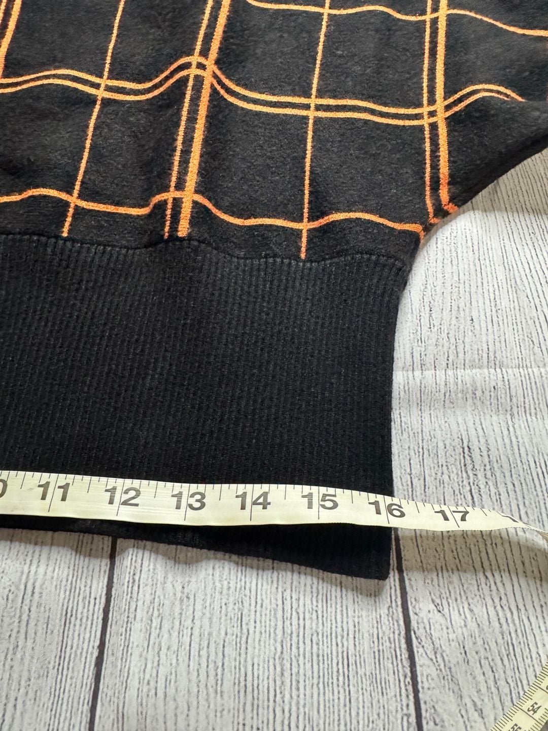 Marc New York Andrew Marc Windowpane Plaid Batwing Sweater L Black Orange 7