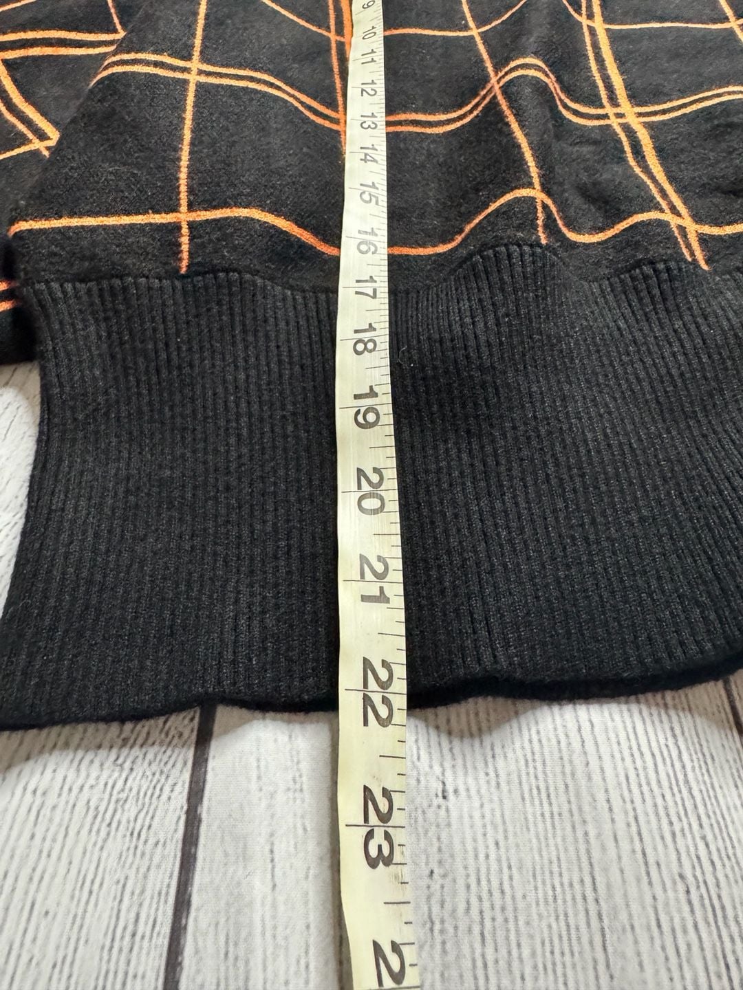 Marc New York Andrew Marc Windowpane Plaid Batwing Sweater L Black Orange 8