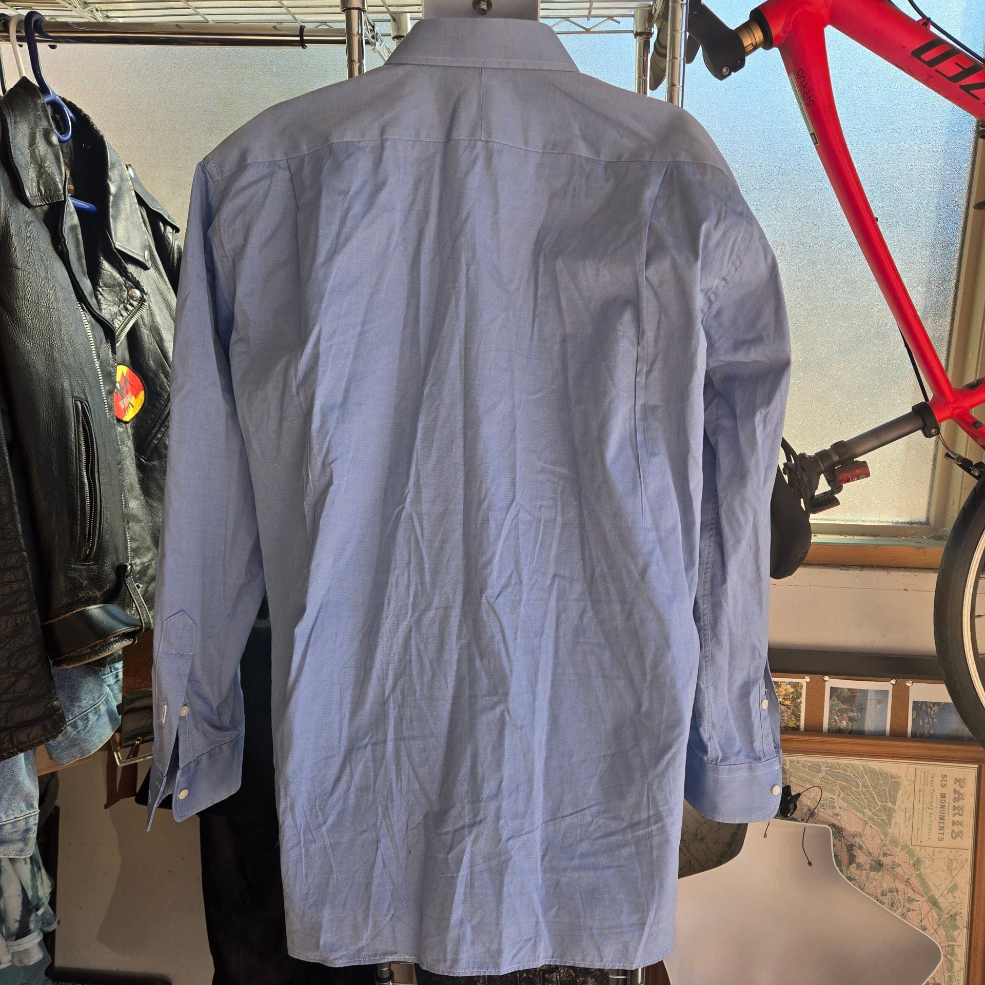 Gitman Bros Pinpoint Oxford Shirt 17 1/2 34 Blue Long Sleeve 4