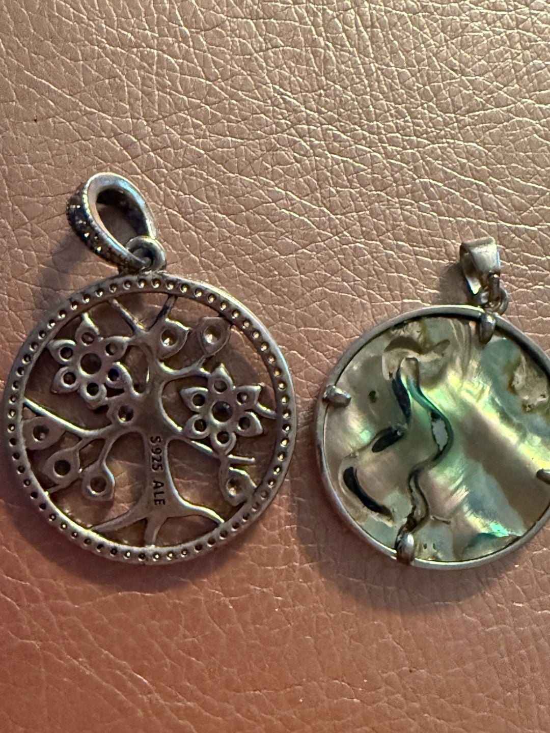 Tree Of Life Pendants Set of 2 Crystal And Abalone Shell S925ale 11