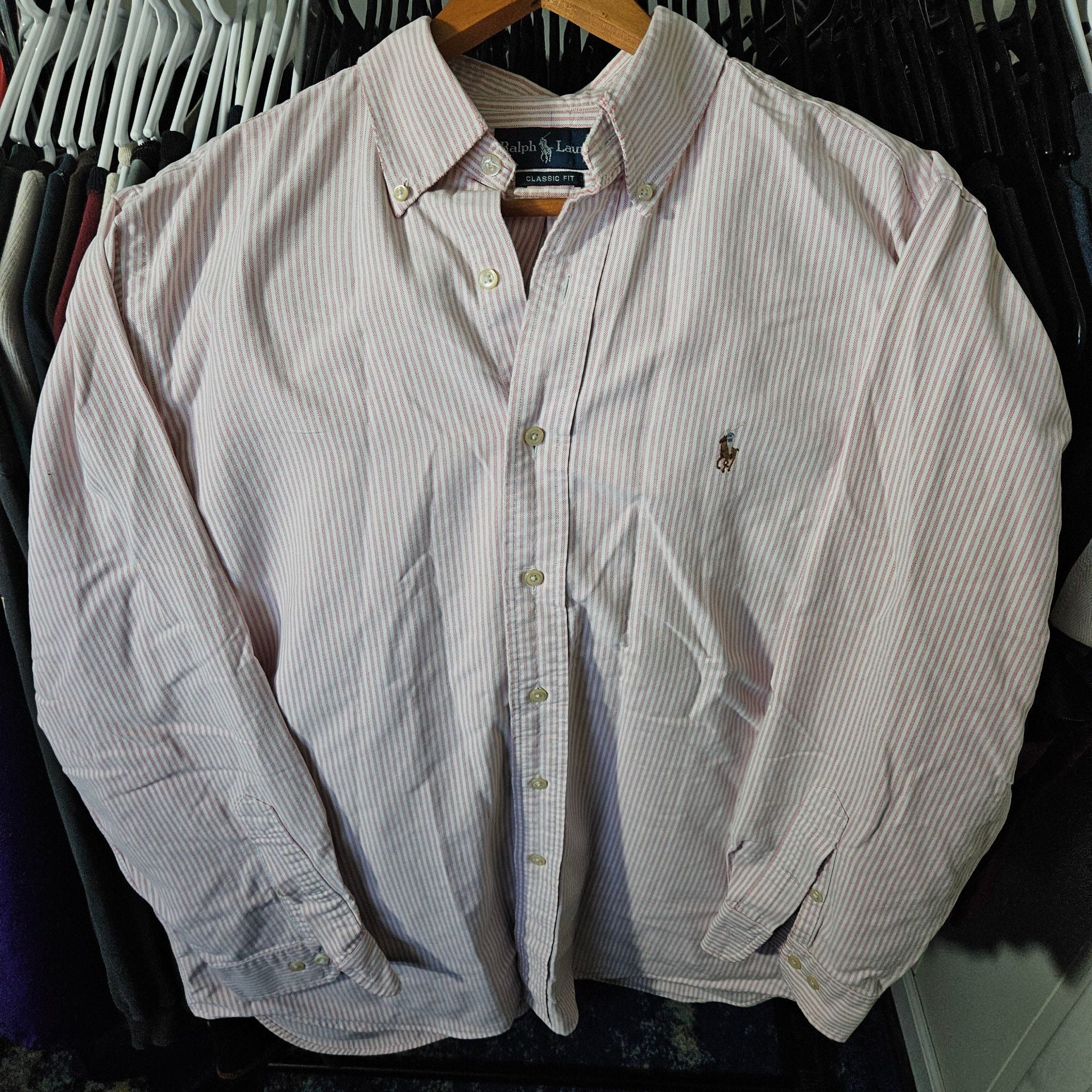 Ralph Lauren Flesh Pony Striped Button Down Shirt 2