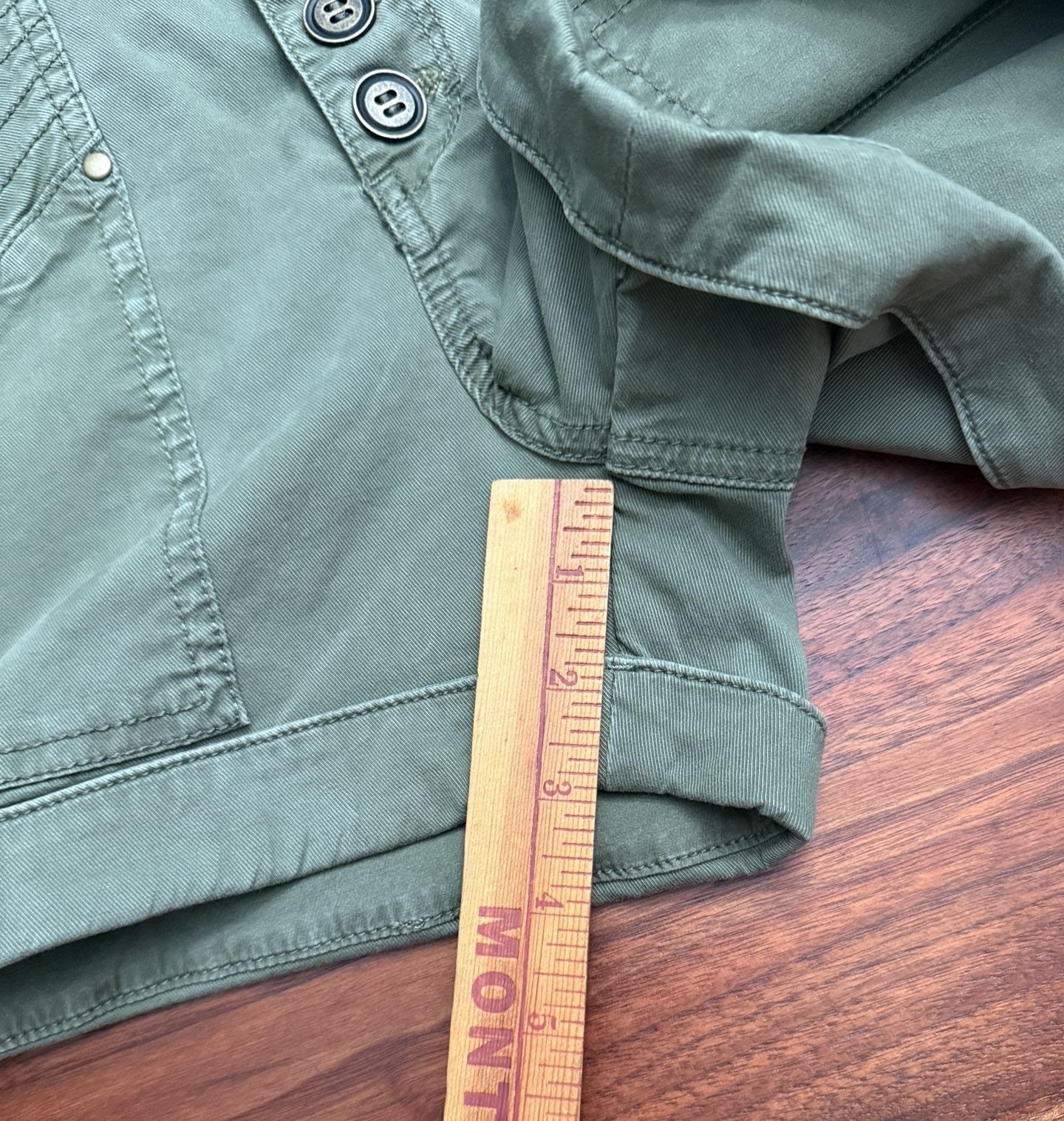 Anthropologie high waste Utility Shorts Size 2 Green Cotton Button-Fly 7