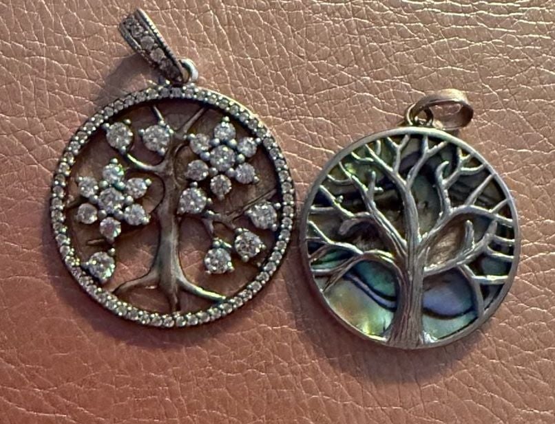 Tree Of Life Pendants Set of 2 Crystal And Abalone Shell S925ale 1