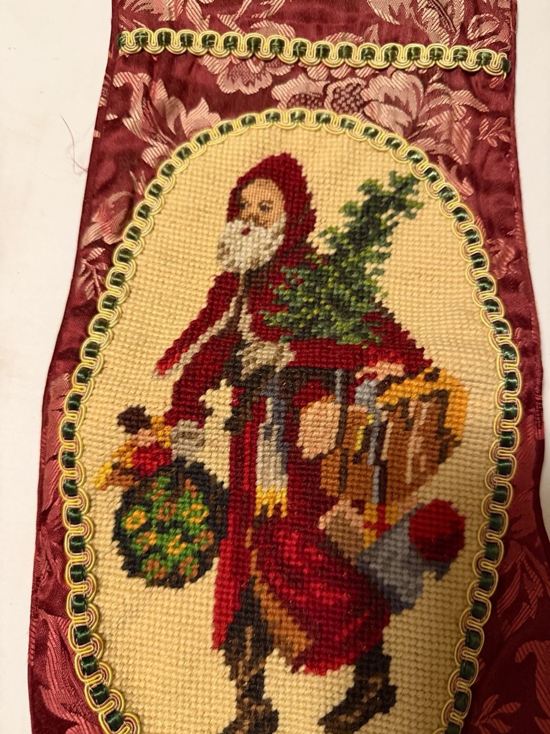 Needlepoint by Hand Santa Christmas Stocking Needlepoint Brocade 3