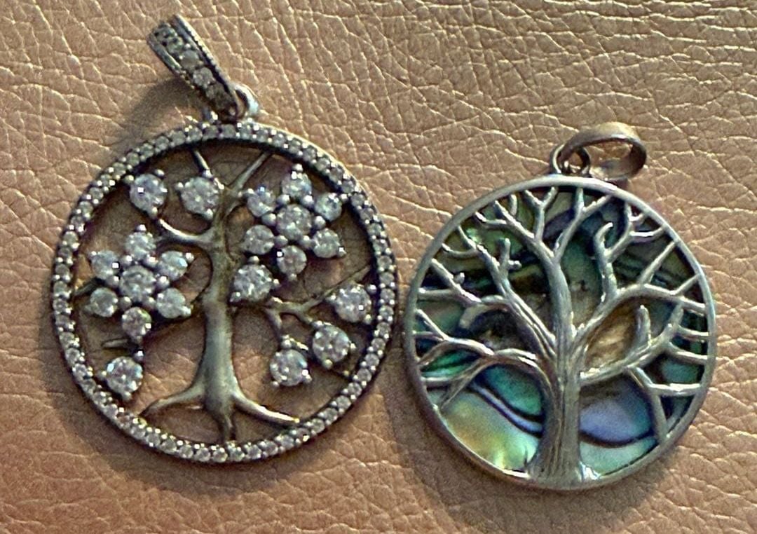 Tree Of Life Pendants Set of 2 Crystal And Abalone Shell S925ale 2