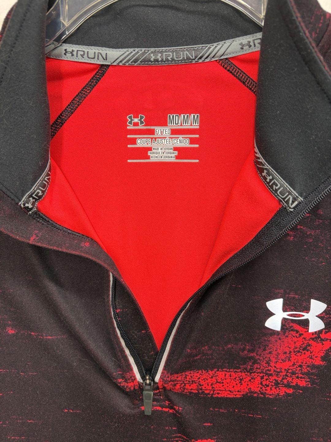 Under Armour Run 1/2 Zip Pullover Size MD Black Red 3