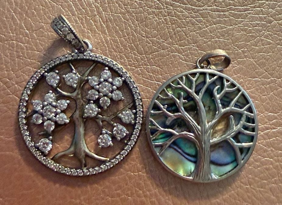 Tree Of Life Pendants Set of 2 Crystal And Abalone Shell S925ale 3
