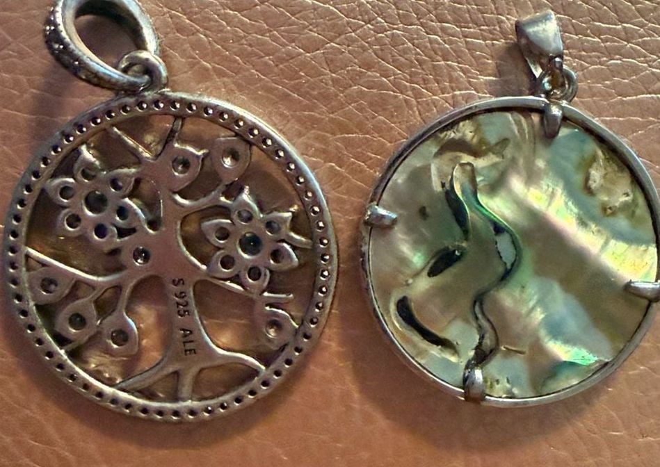 Tree Of Life Pendants Set of 2 Crystal And Abalone Shell S925ale 5