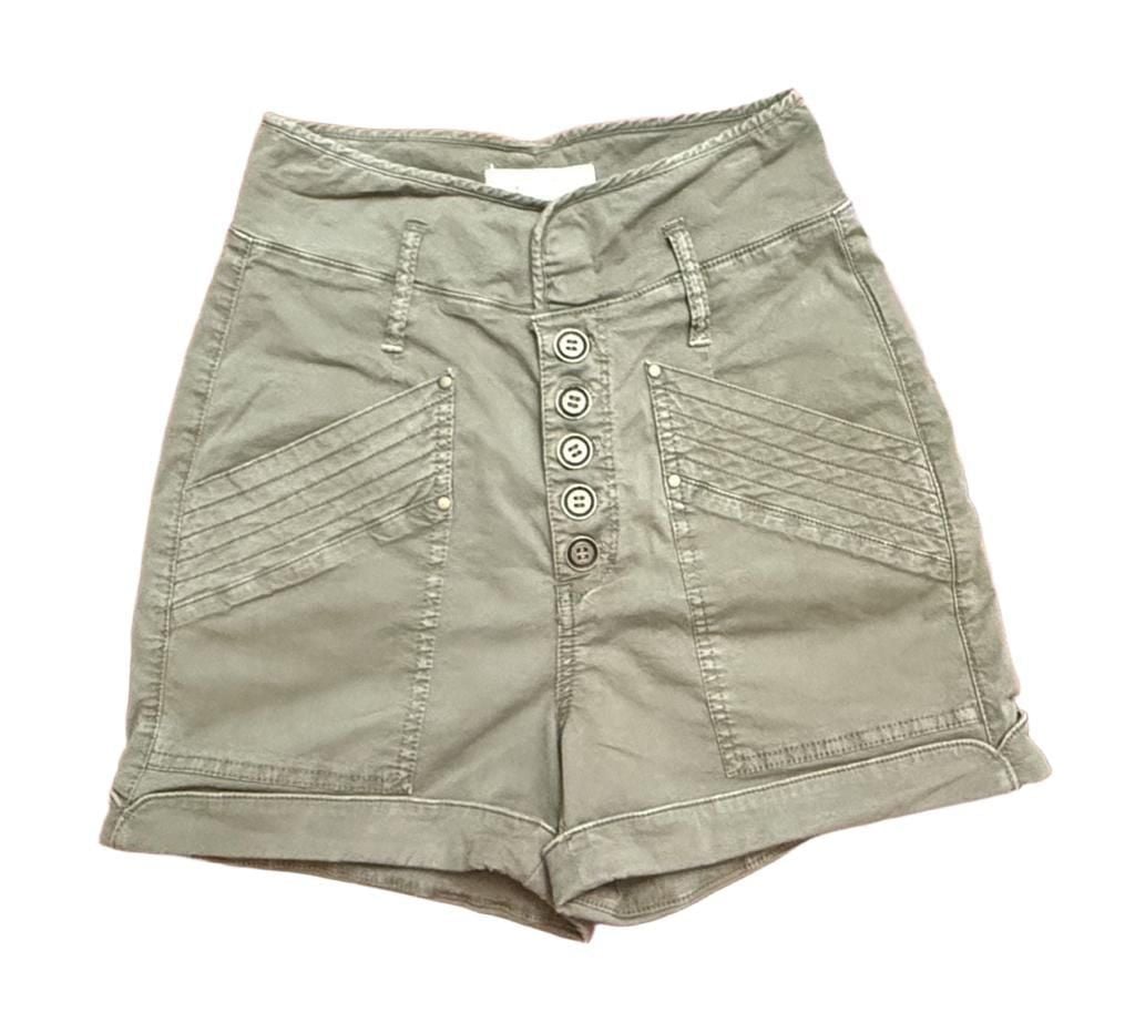 Anthropologie high waste Utility Shorts Size 2 Green Cotton Button-Fly 2