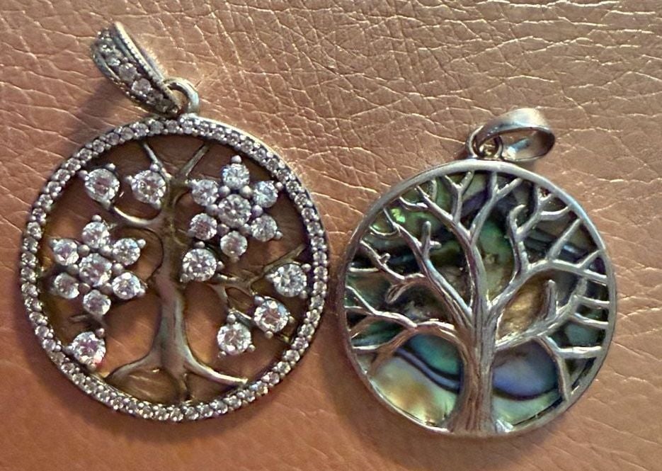 Tree Of Life Pendants Set of 2 Crystal And Abalone Shell S925ale 7