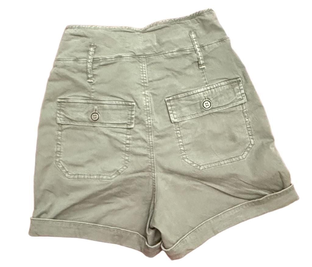 Anthropologie high waste Utility Shorts Size 2 Green Cotton Button-Fly 3
